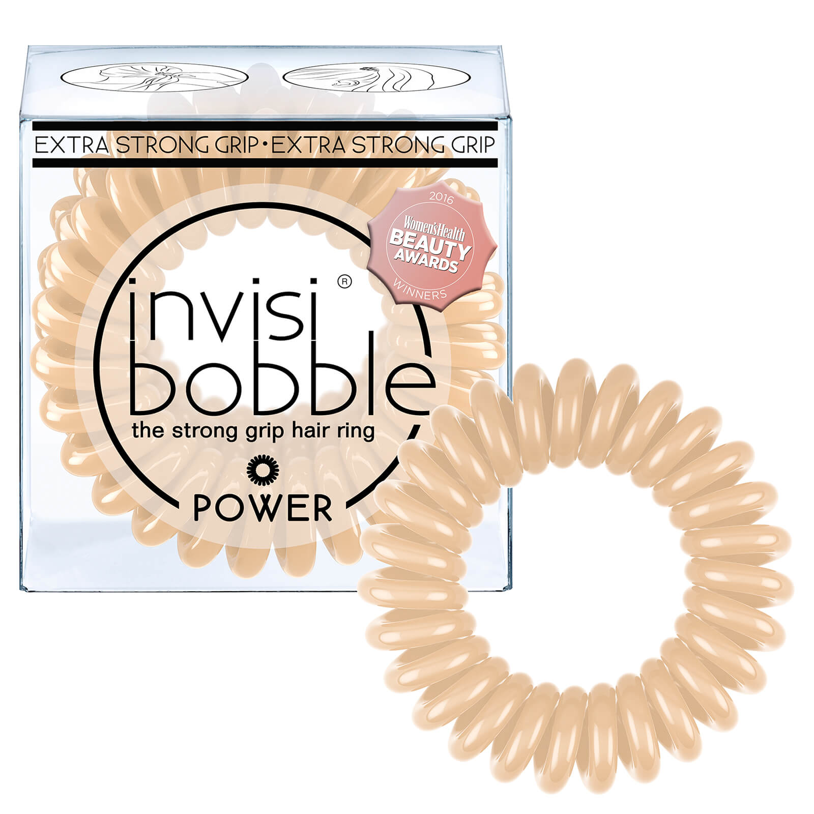 

invisibobble Power Strong Hold Hair Ties - Nude (Pack of 3)