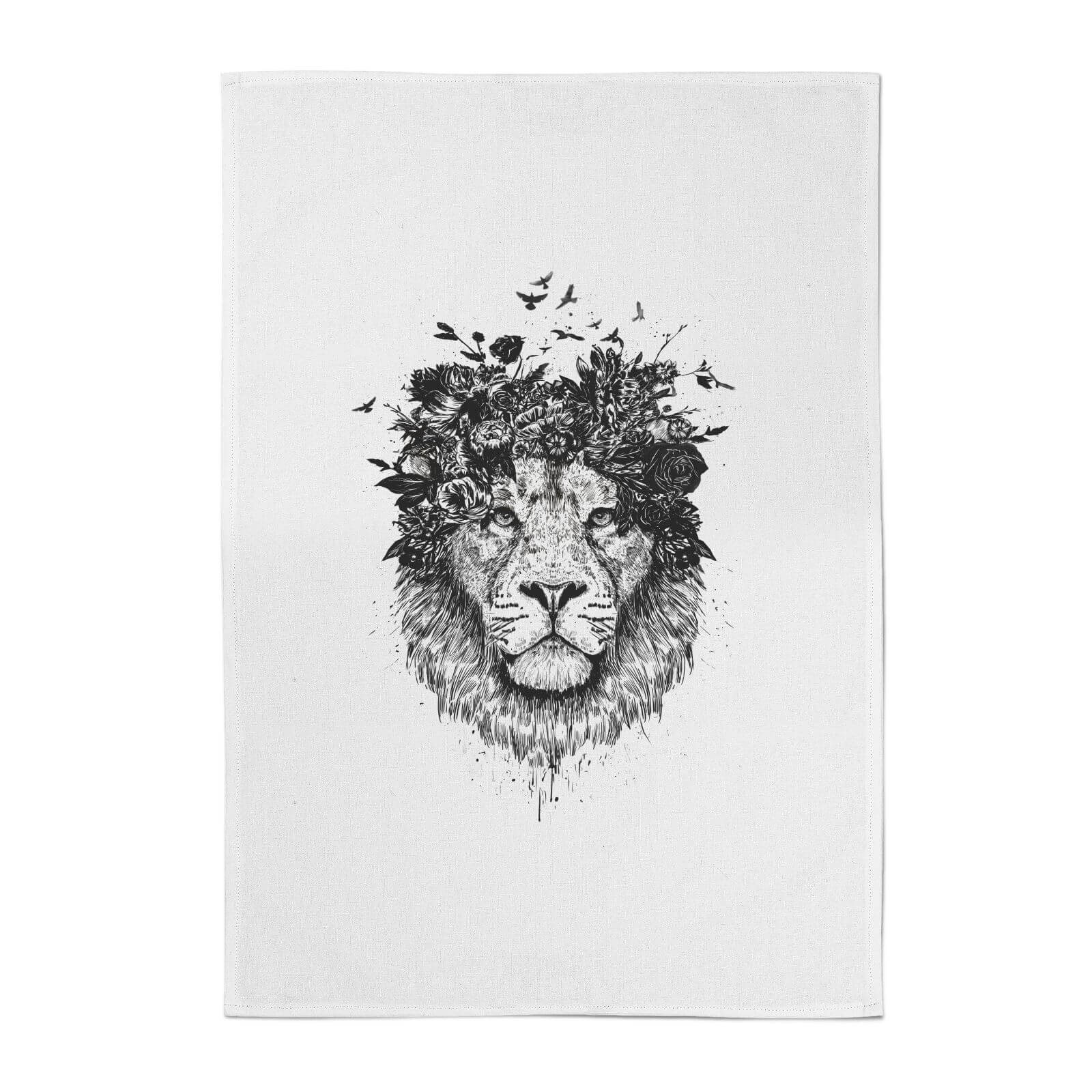 Lion And Flowers Cotton Tea Towel