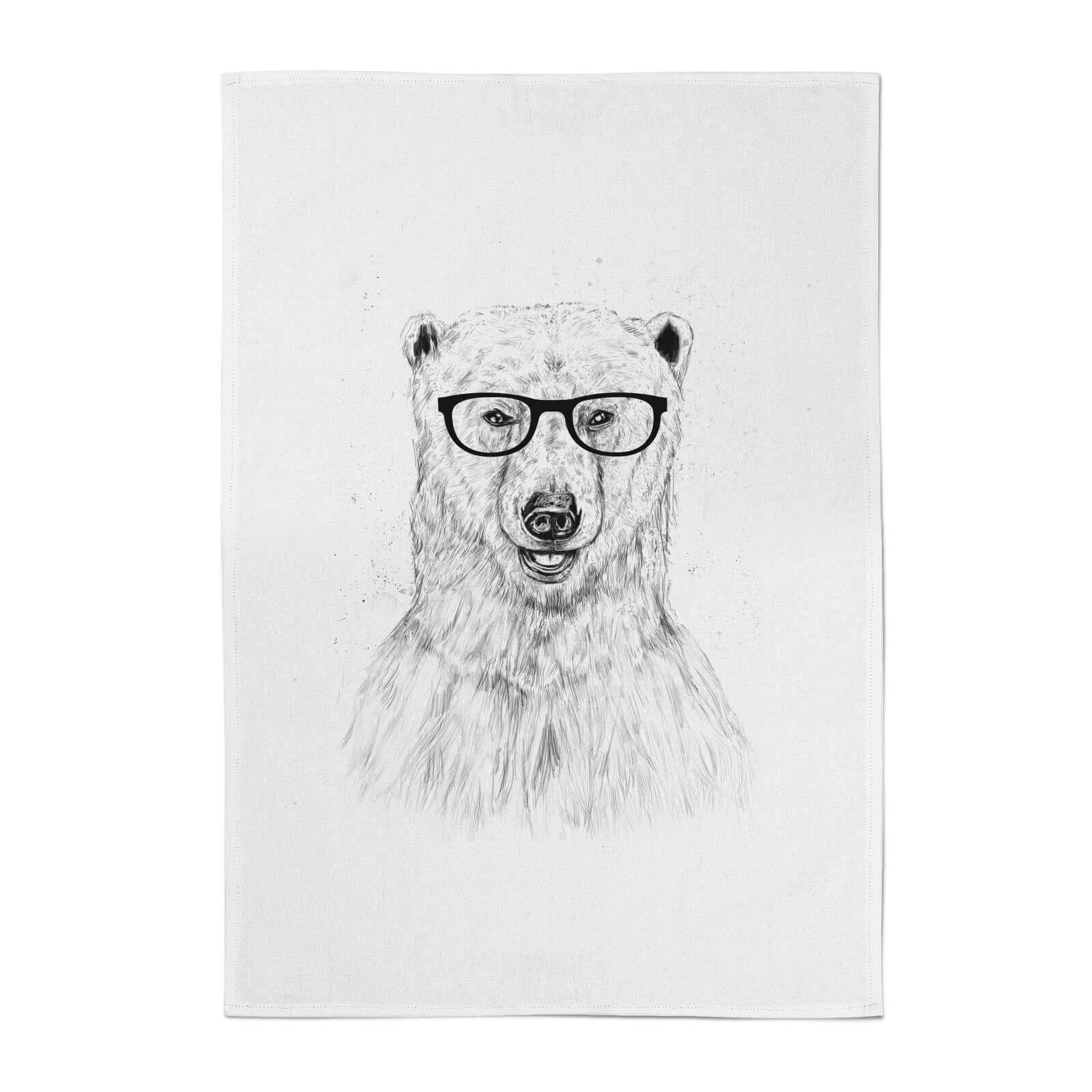 Polar Bear And Glasses Cotton Tea Towel