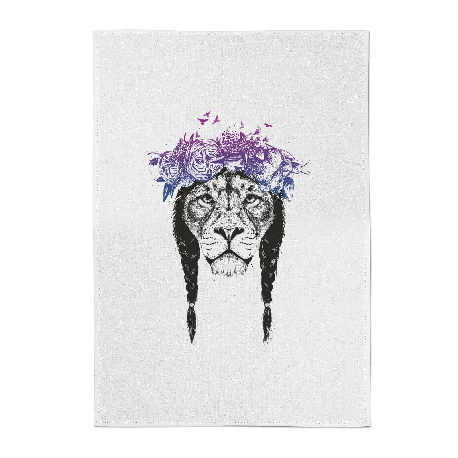 Lion And Flowers Cotton Tea Towel