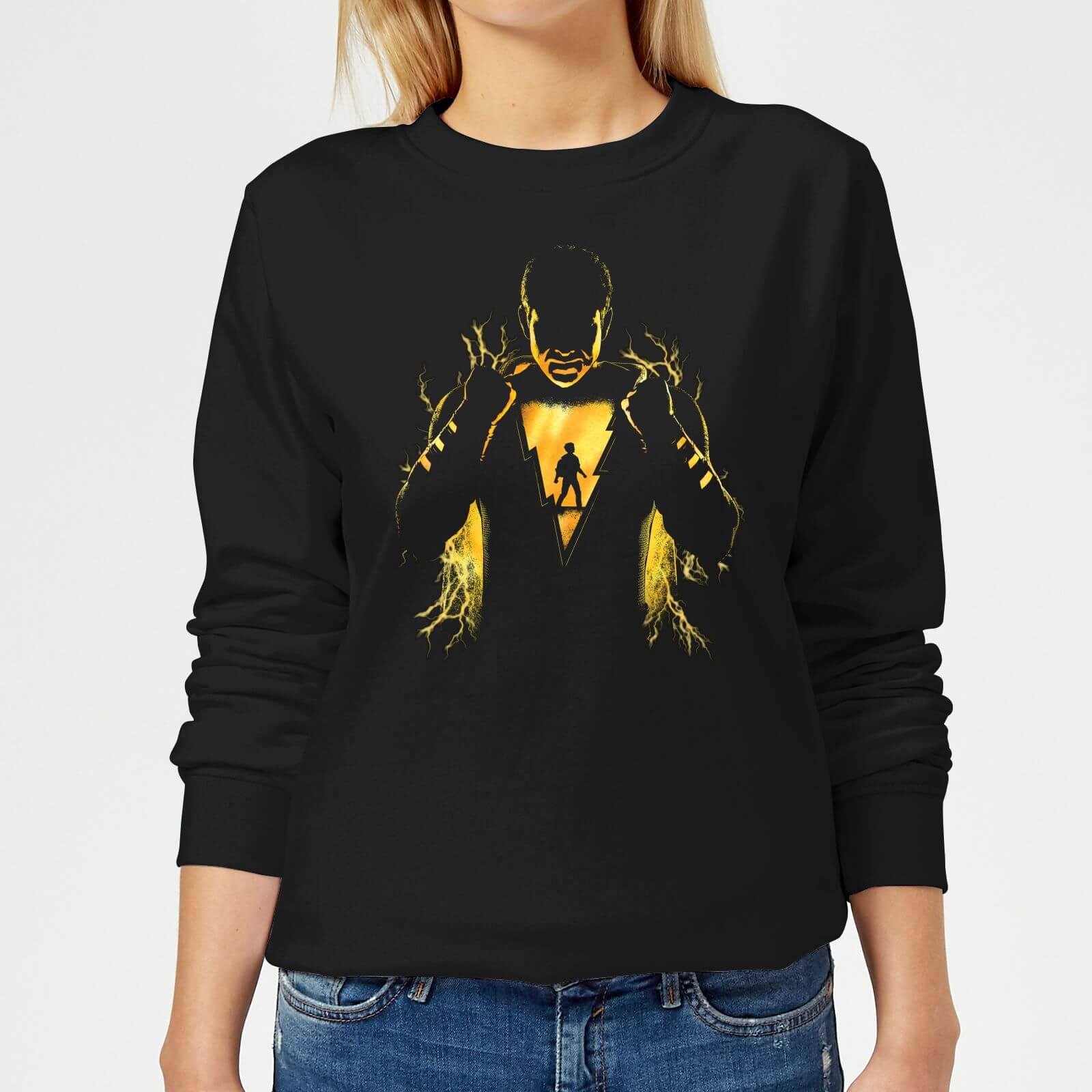 Dc Comics Shazam lightning silhouette women's sweatshirt - black - xxl - black