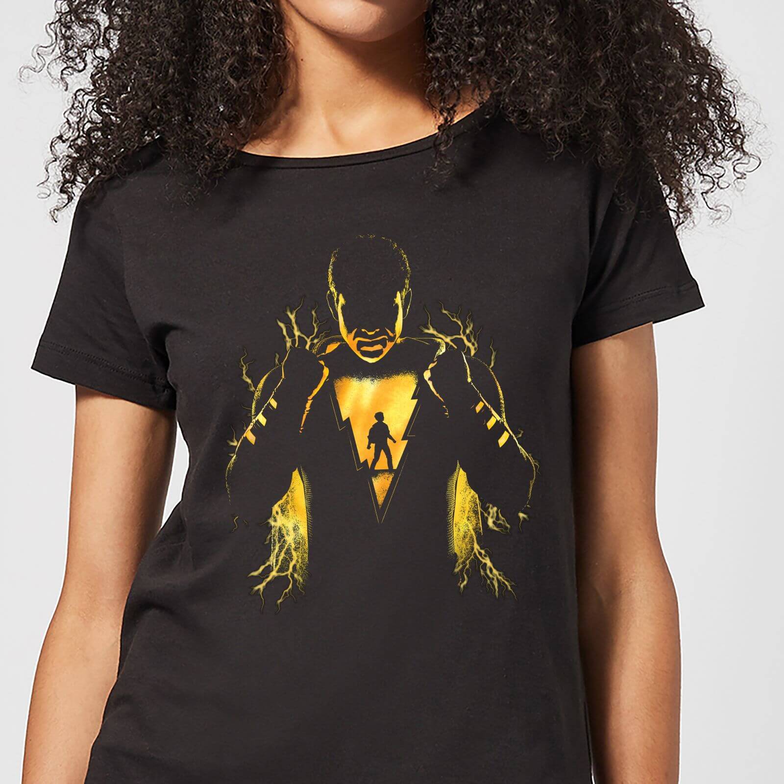 Dc Comics Shazam lightning silhouette women's t-shirt - black - xxl - black