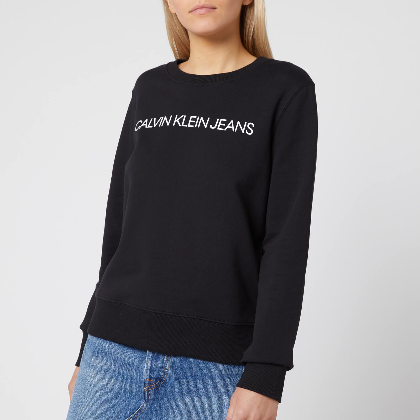 Calvin Klein Jeans Women's Institutional Core Logo Crew Neck Sweatshirt - CK Black - M