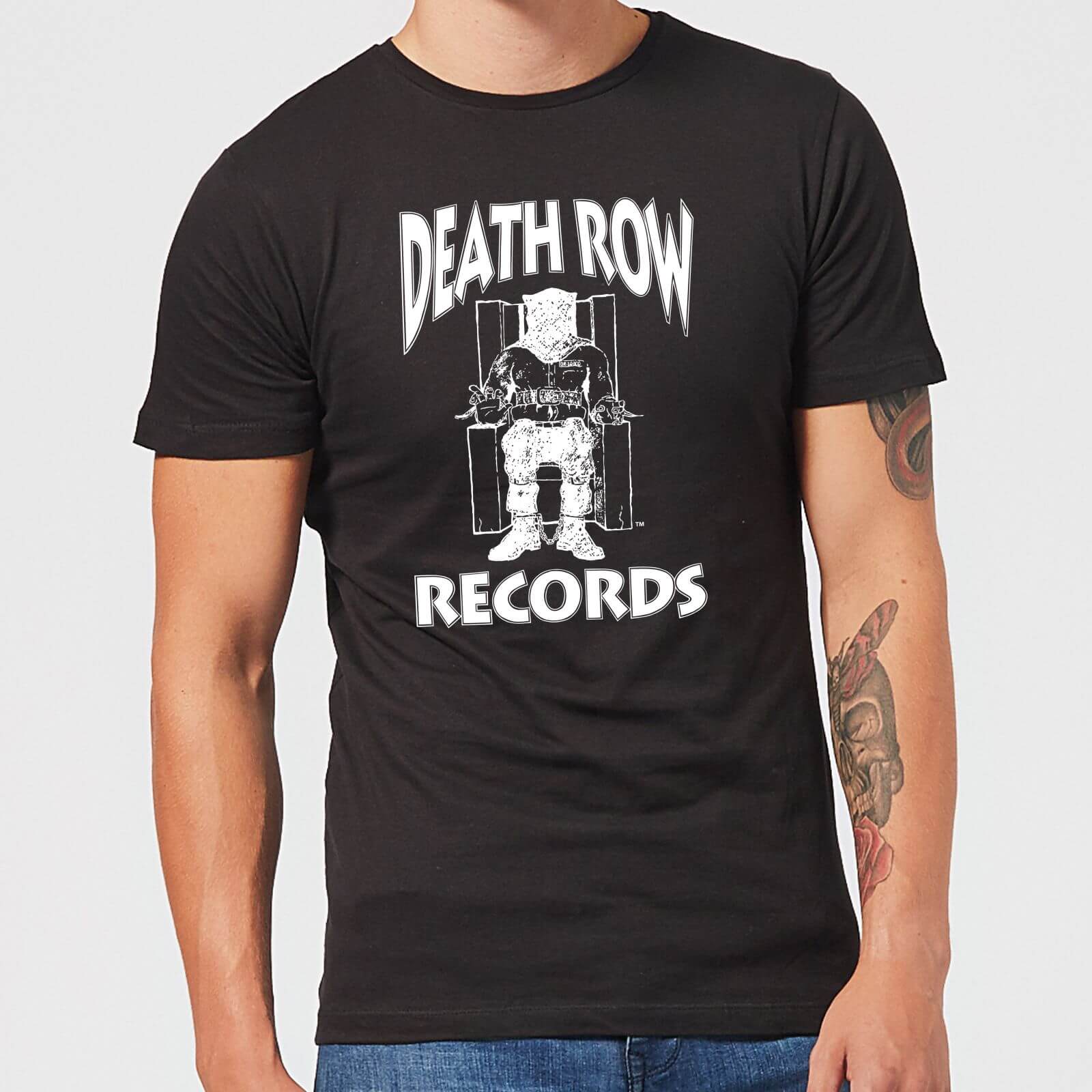 Death Row Records Logo White Men's T-Shirt - Black - XXL