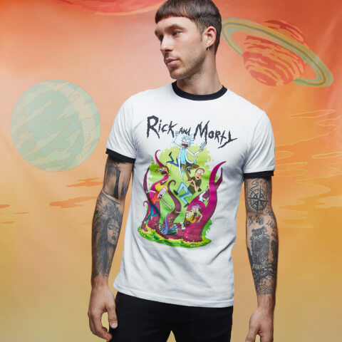 

Rick and Morty Get Schwifty 70s Ringer Ringer - White/Black - L