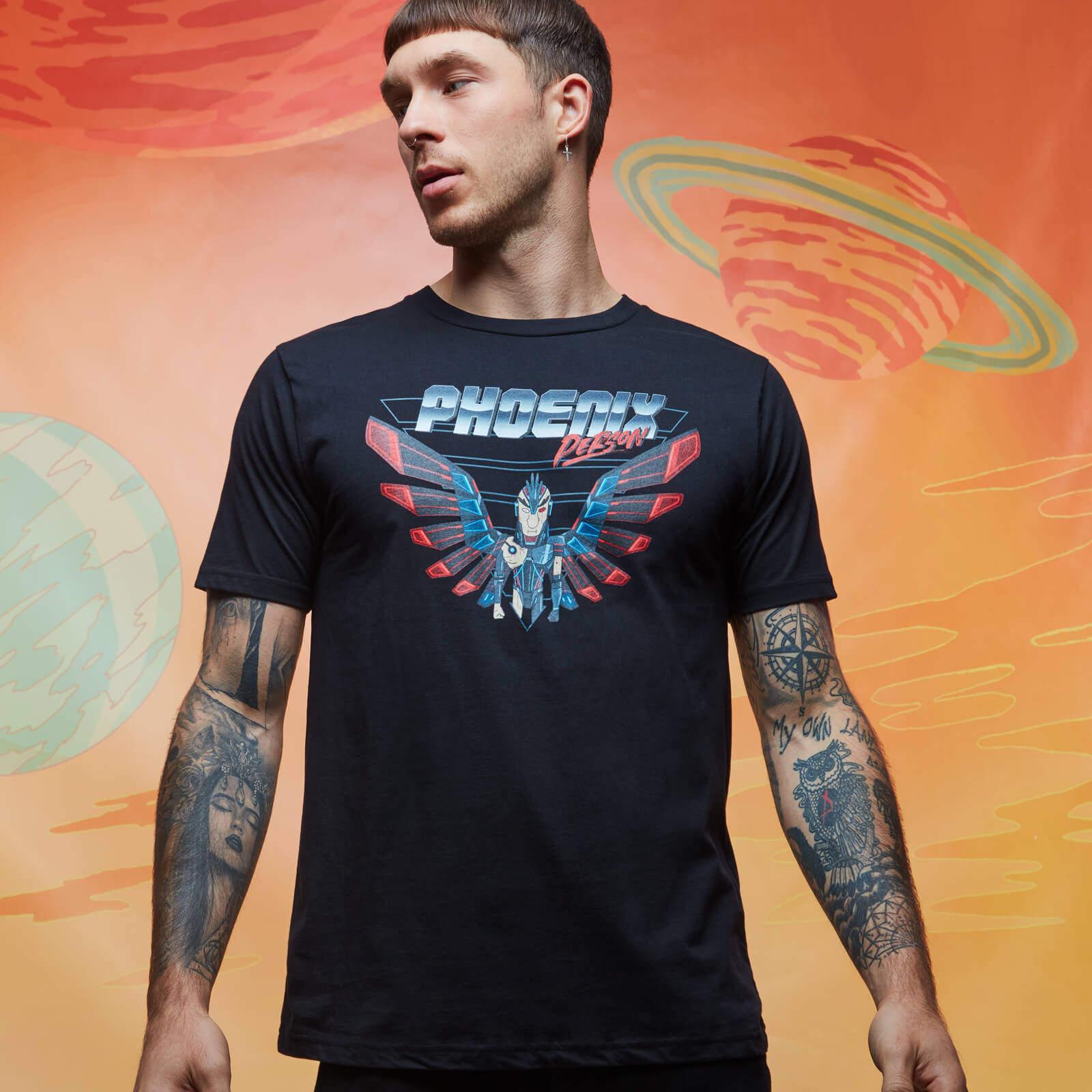 Camiseta Rick y Morty Get Schwifty Phoenix Person - Negro - XL