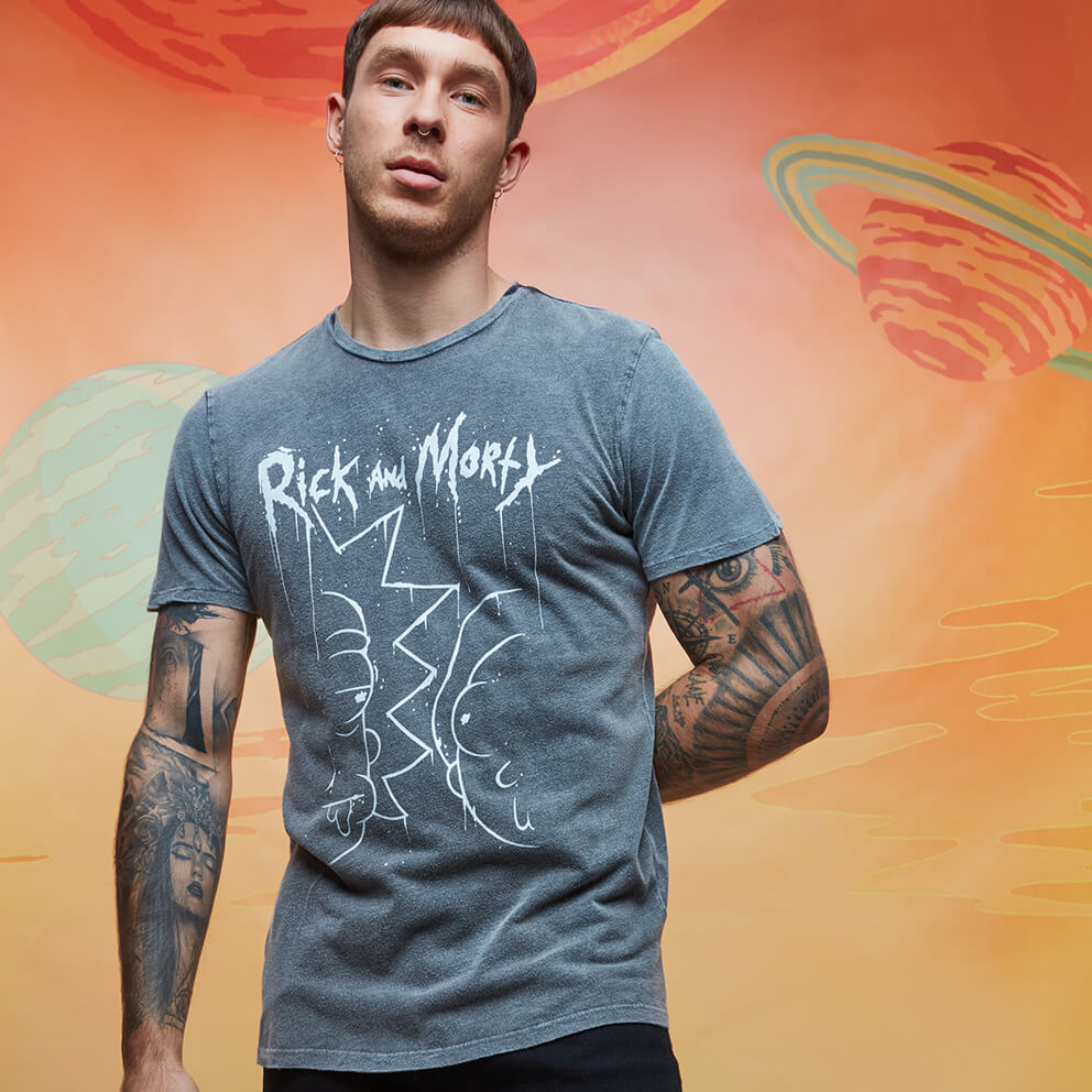 

T-shirt - Rick and Morty Line Drawing - Noir Délavé - XXL - Noir