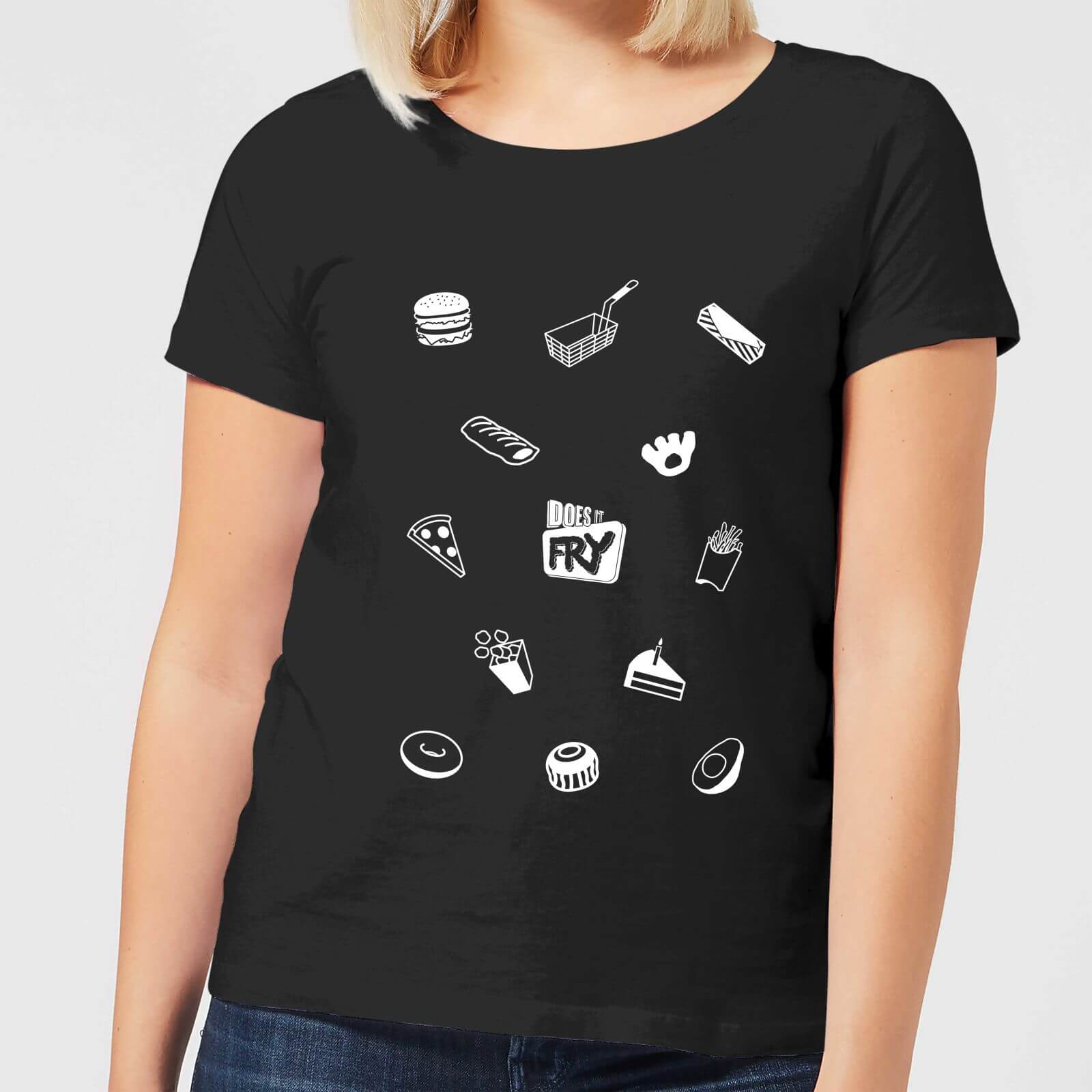 

Does It Fry Pattern Women's T-Shirt - Black - 5XL - Nero