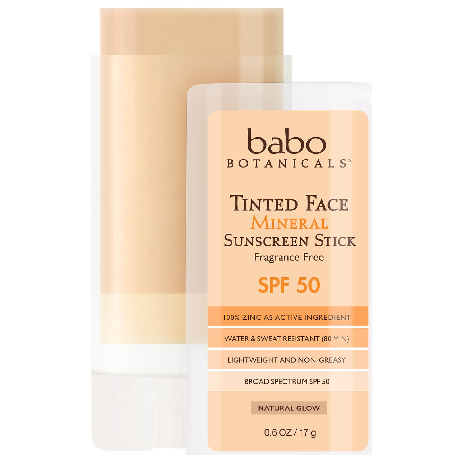 Babo Botanicals SPF50 Tinted Face Mineral Fragrance Free Sunscreen Stick 0.6oz