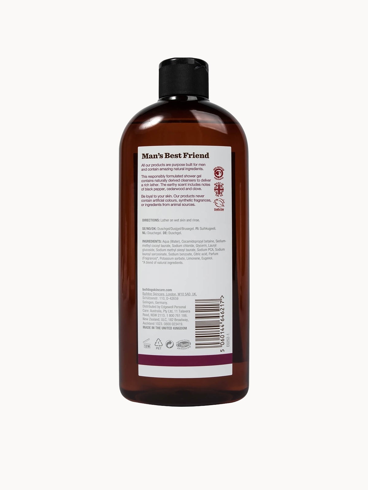 Bulldog Skincare Black Pepper & Vetiver Shower Gel 500ml 3