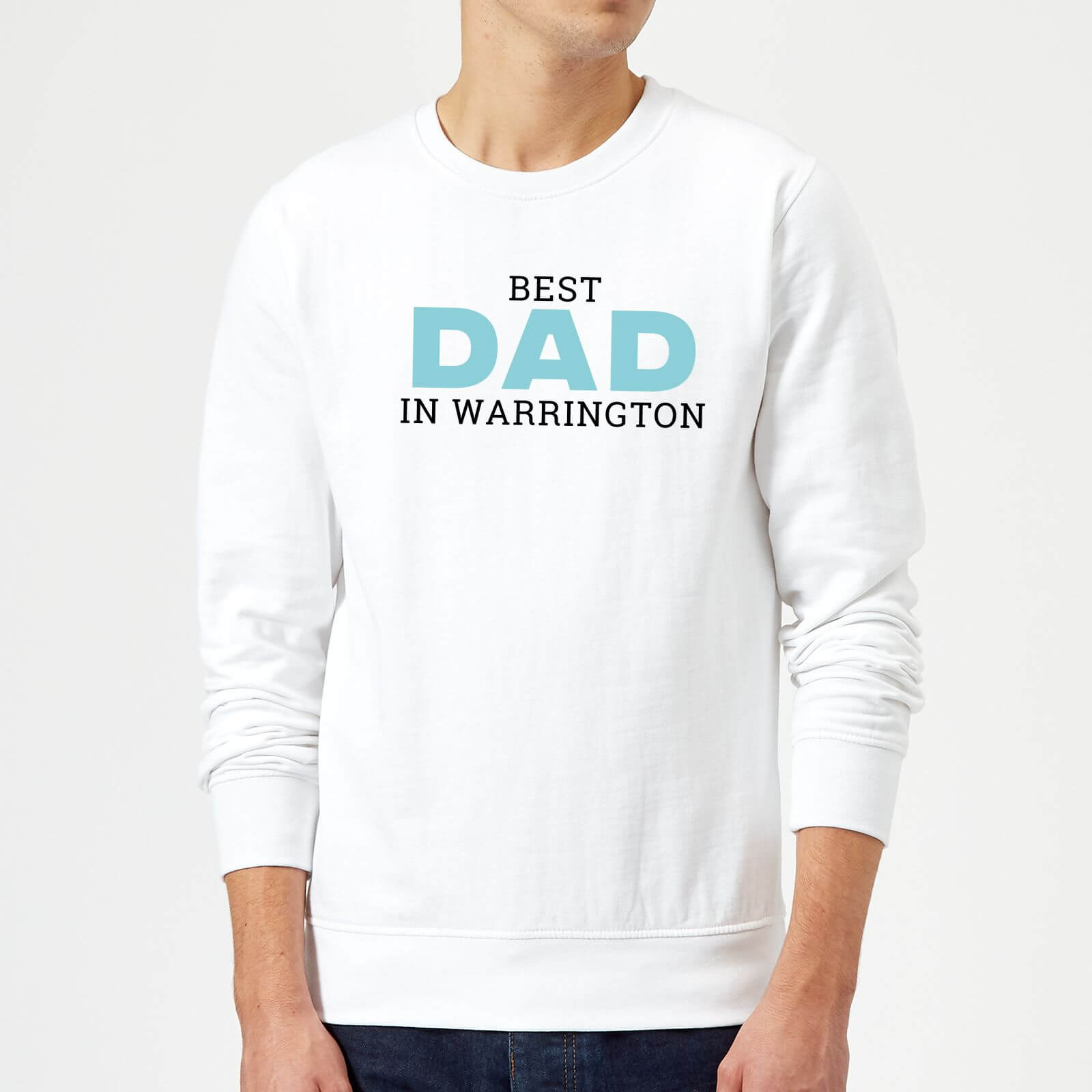 Best Dad In Warrington Sweatshirt - White - L - White