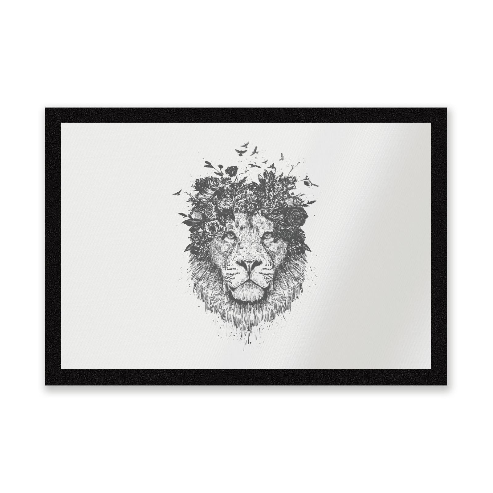 Lion And Flowers Entrance Mat