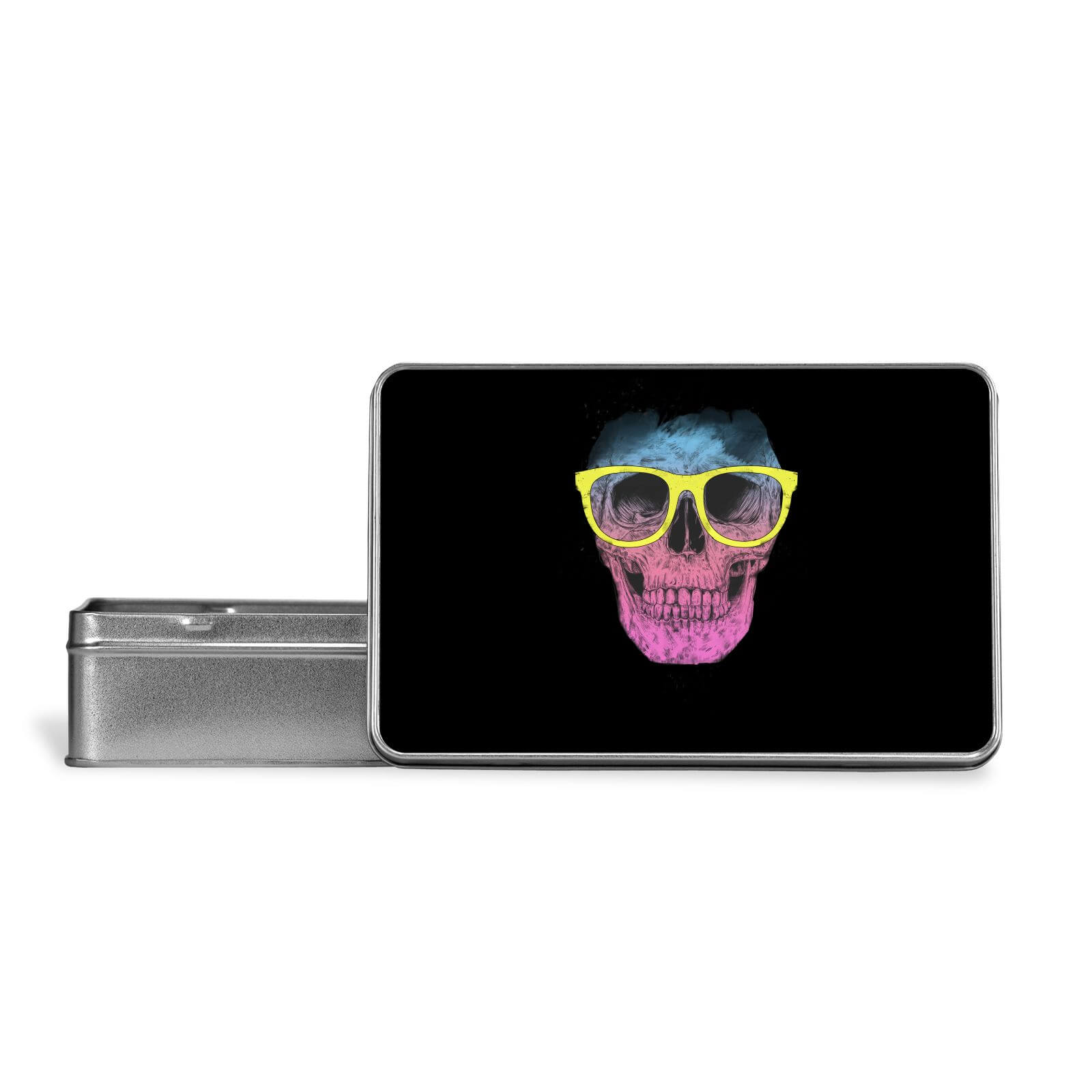 Skull And Glasses Metal Storage Tin