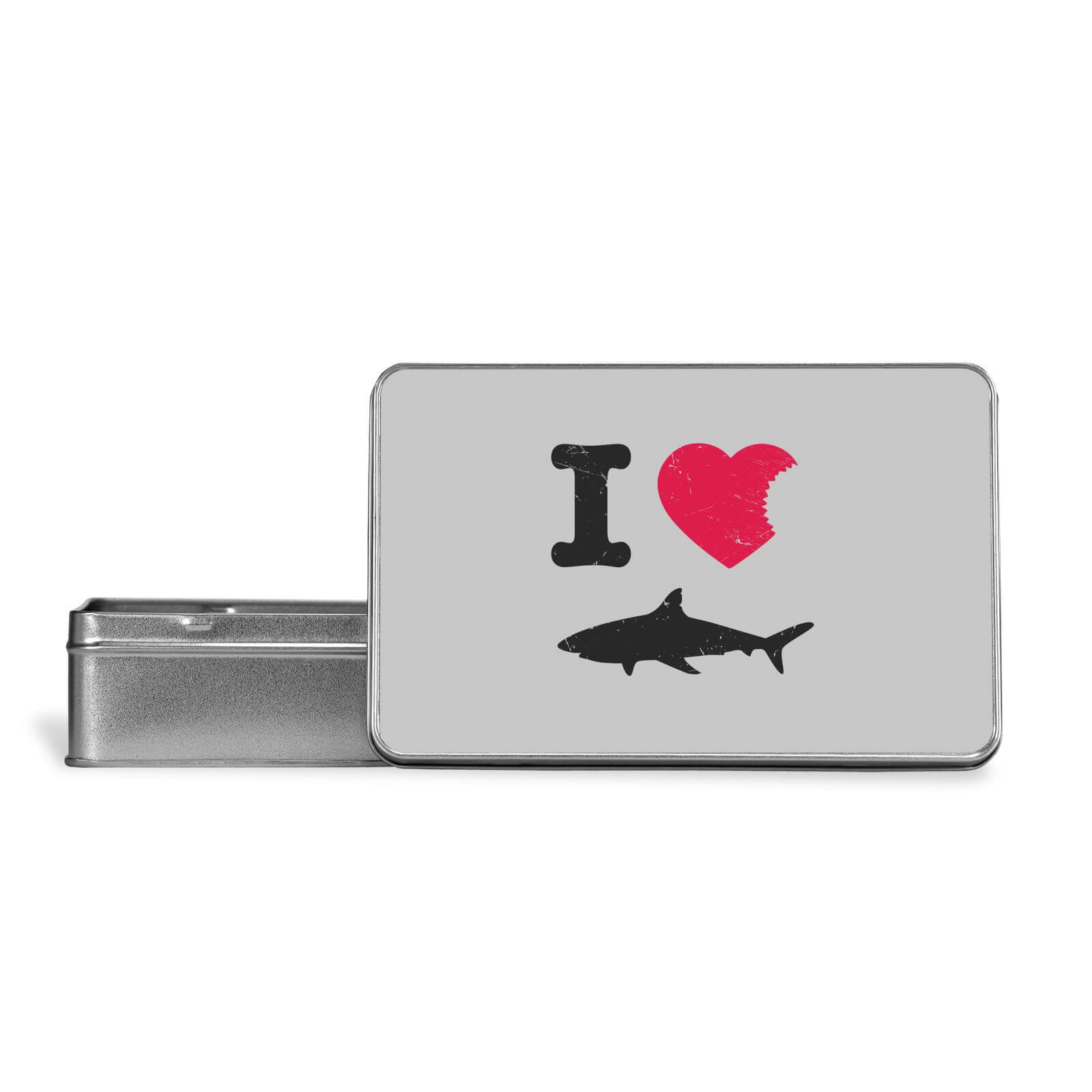I Love Sharks Metal Storage Tin