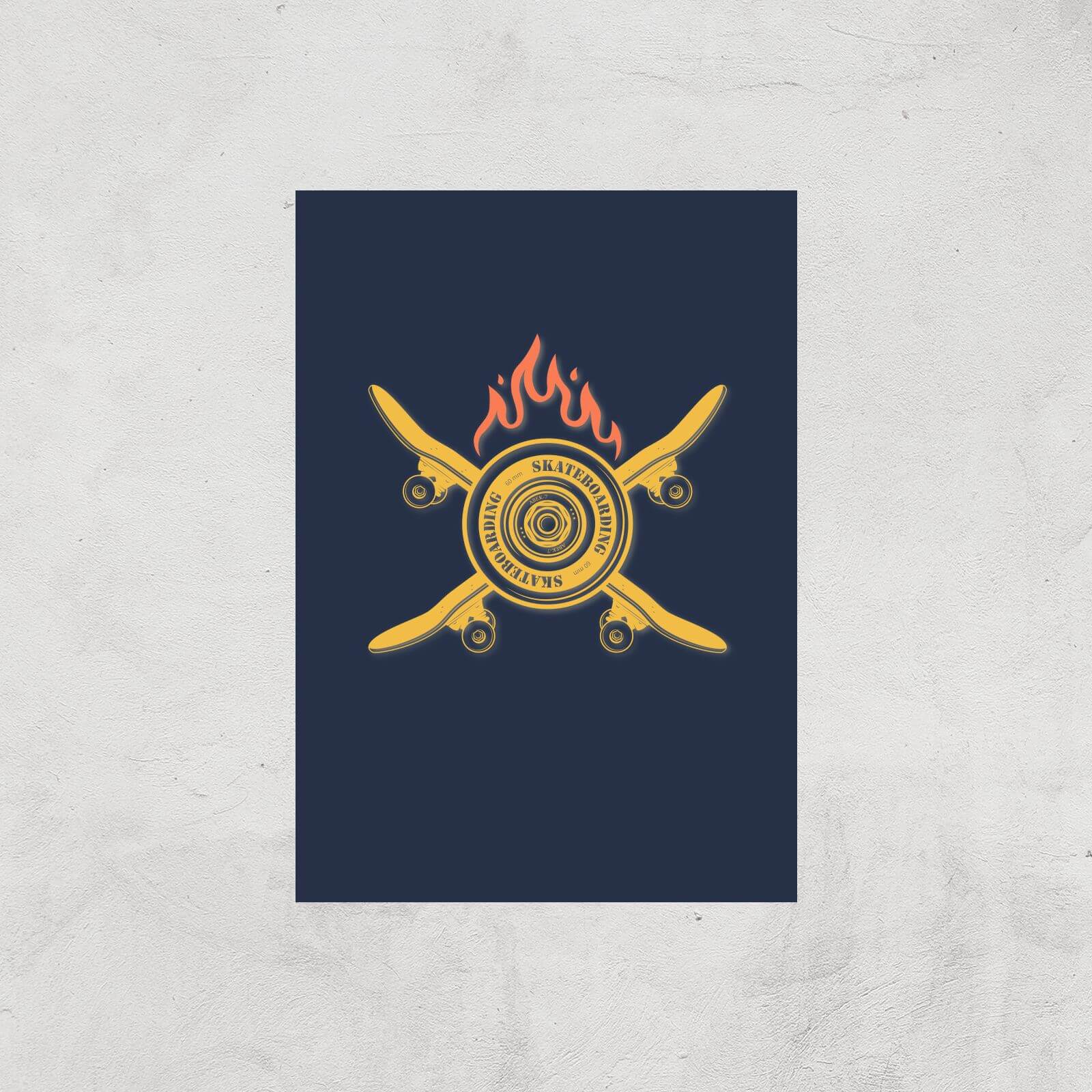 Skateboards On Fire Art Print - A4 - Print Only