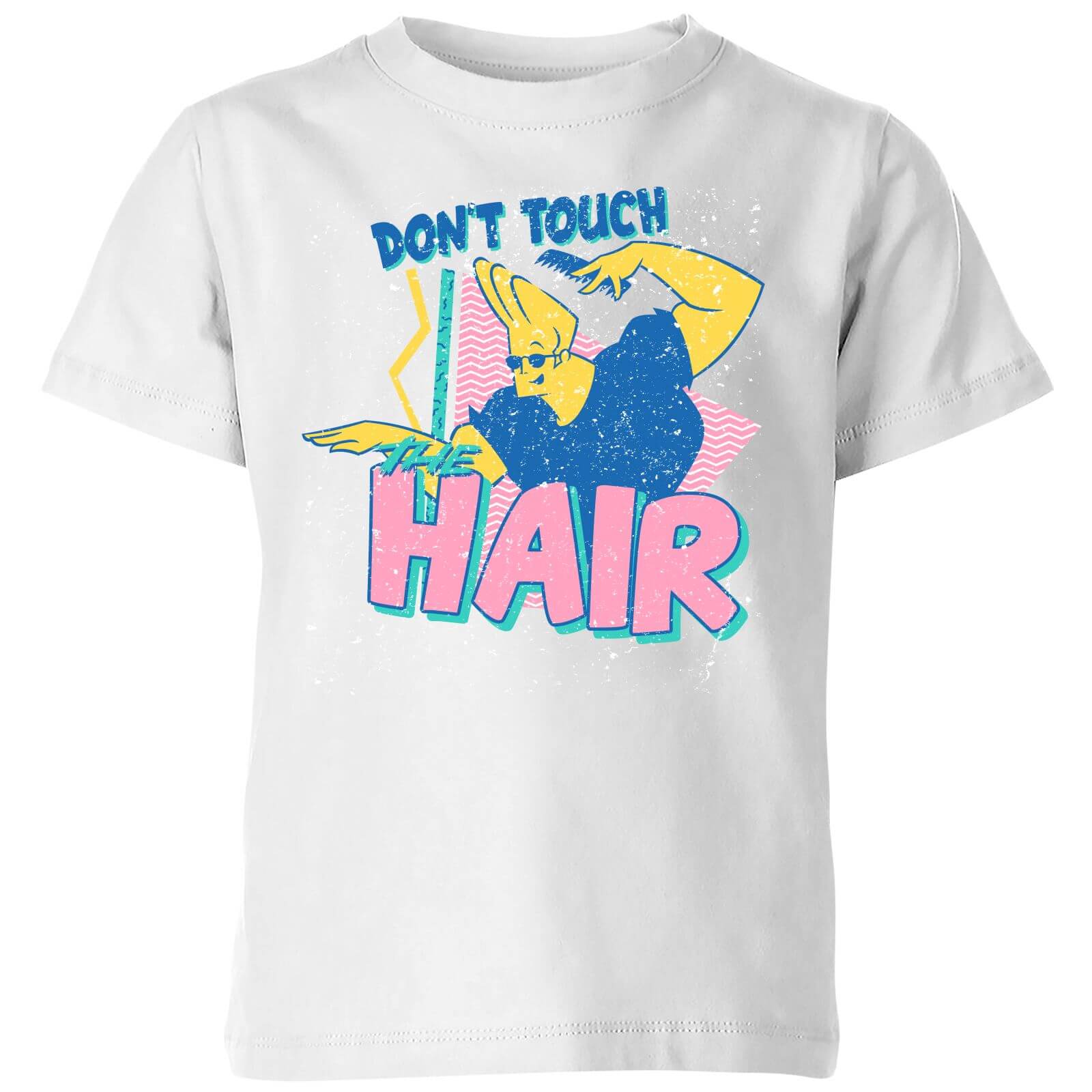 Cartoon Network Spin-Off Johnny Bravo Don't Touch The Hair Kids' T-Shirt - White - 5-6 Years - White