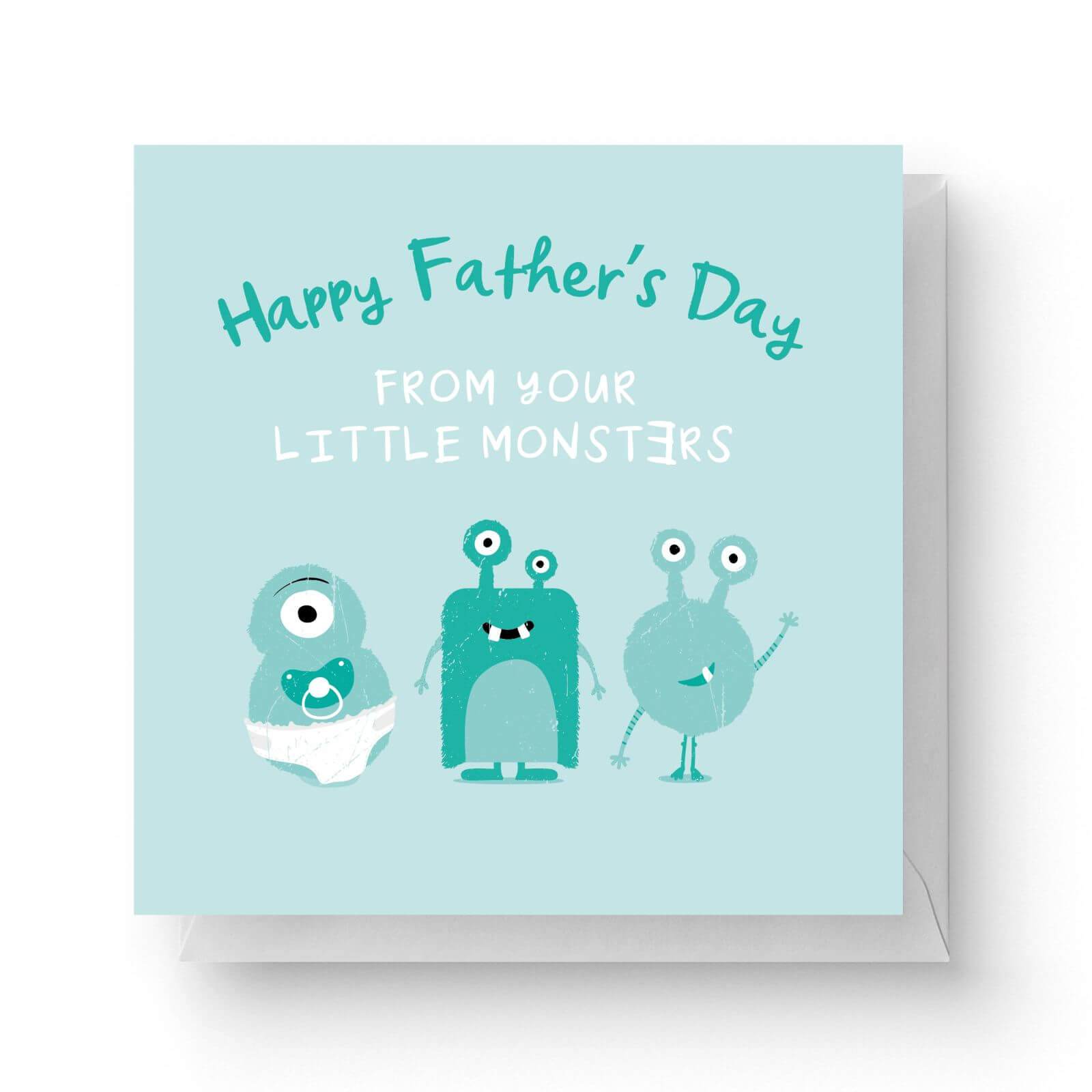 Image of Happy Father's Day From Your Little Mosters Square Greetings Card (14.8cm x 14.8cm)