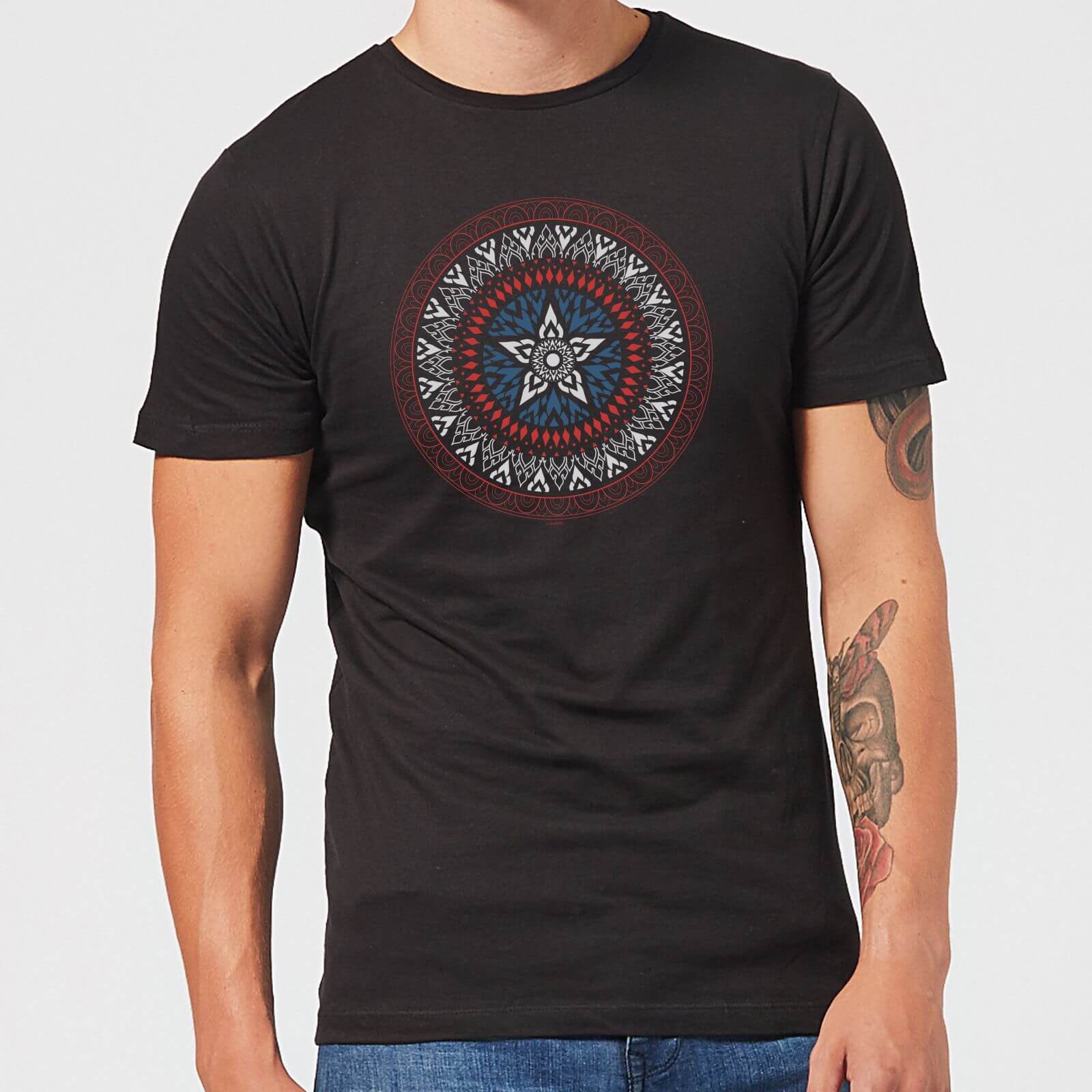 Marvel Captain America Oriental Shield Men's T-Shirt - Black - 4XL
