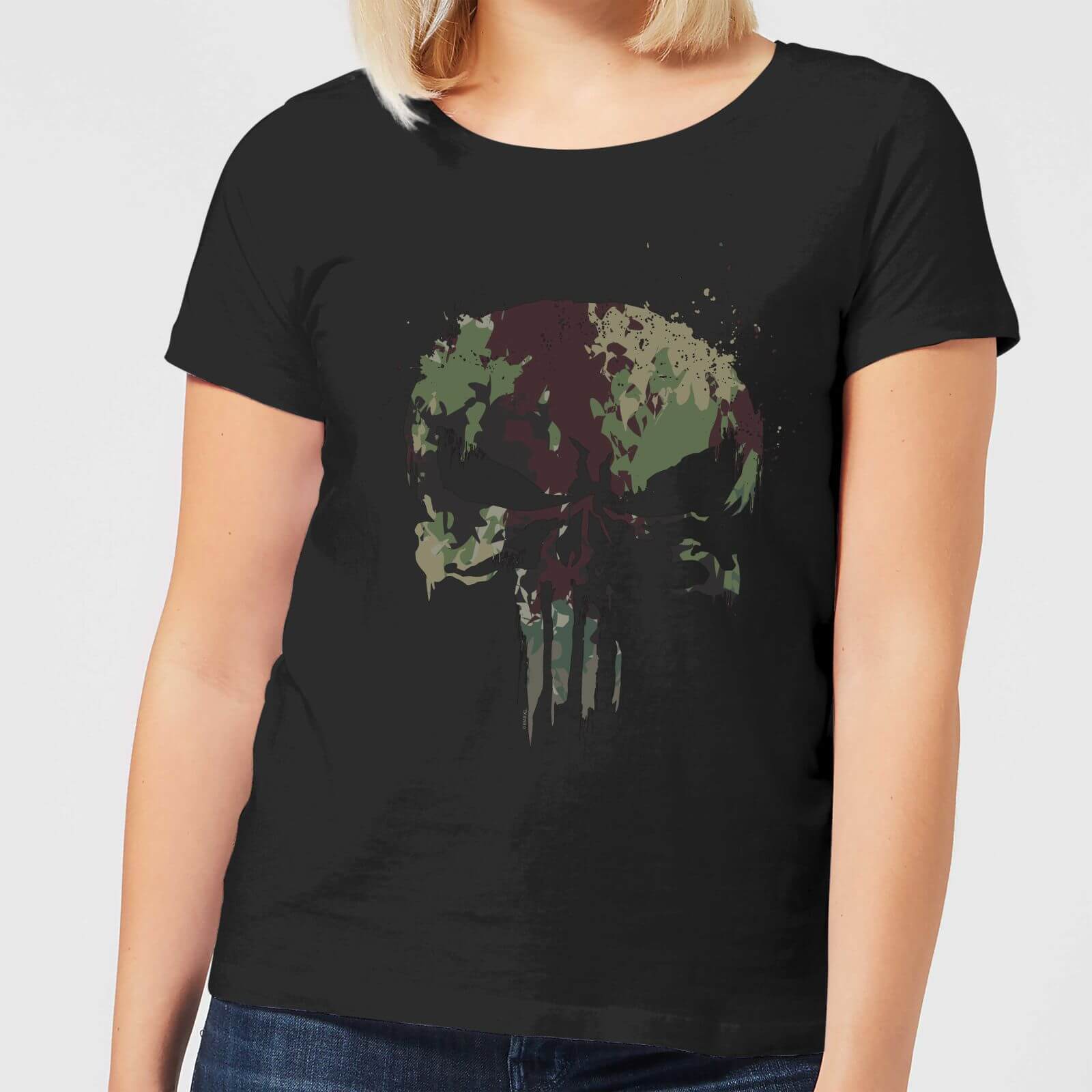 Marvel Camo Skull T-Shirt Donna - Nero - XXL - Nero