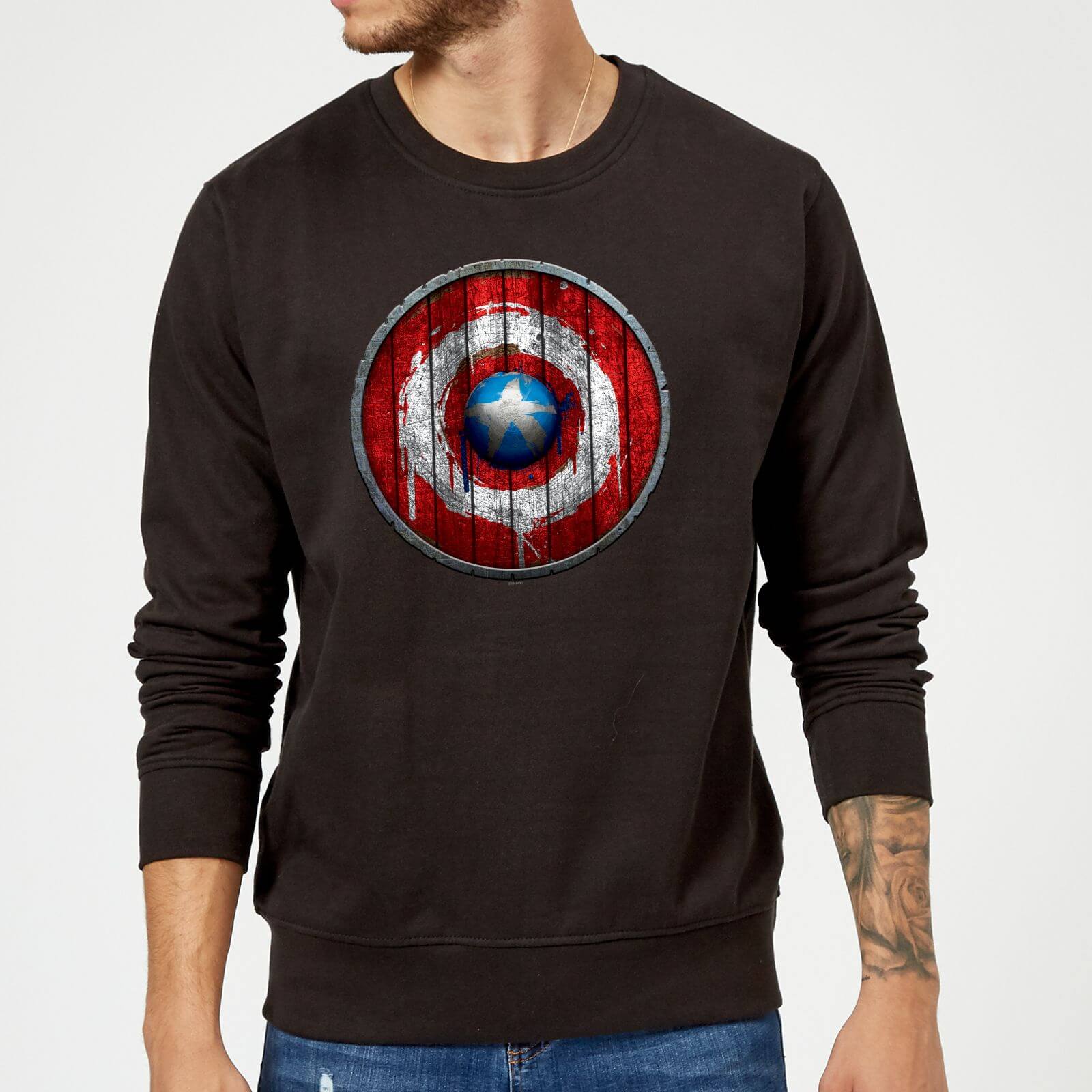 Marvel Captain America Wooden Shield Sweatshirt - Black - XXL