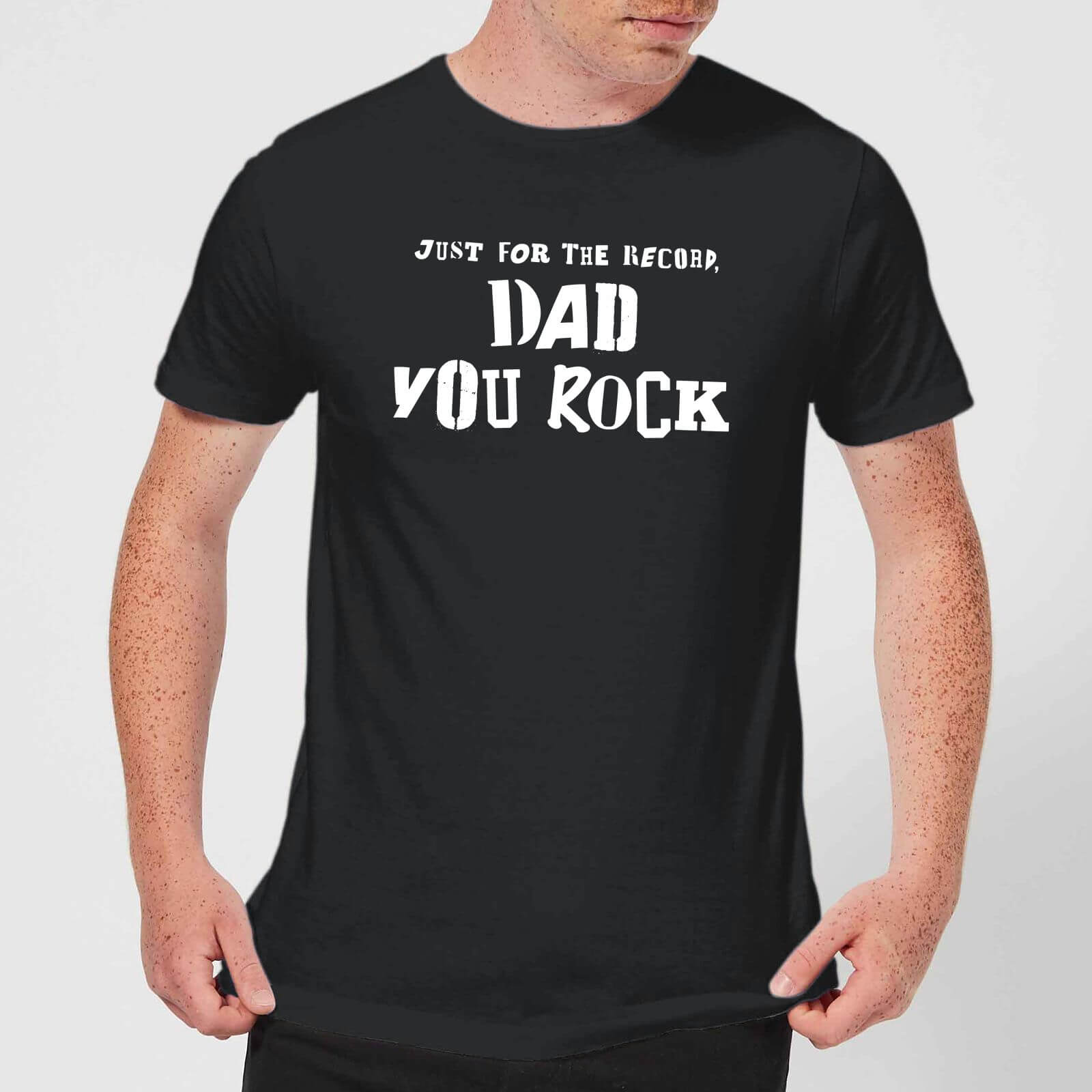 just for the record, dad you rock men's t-shirt - black - xs - black