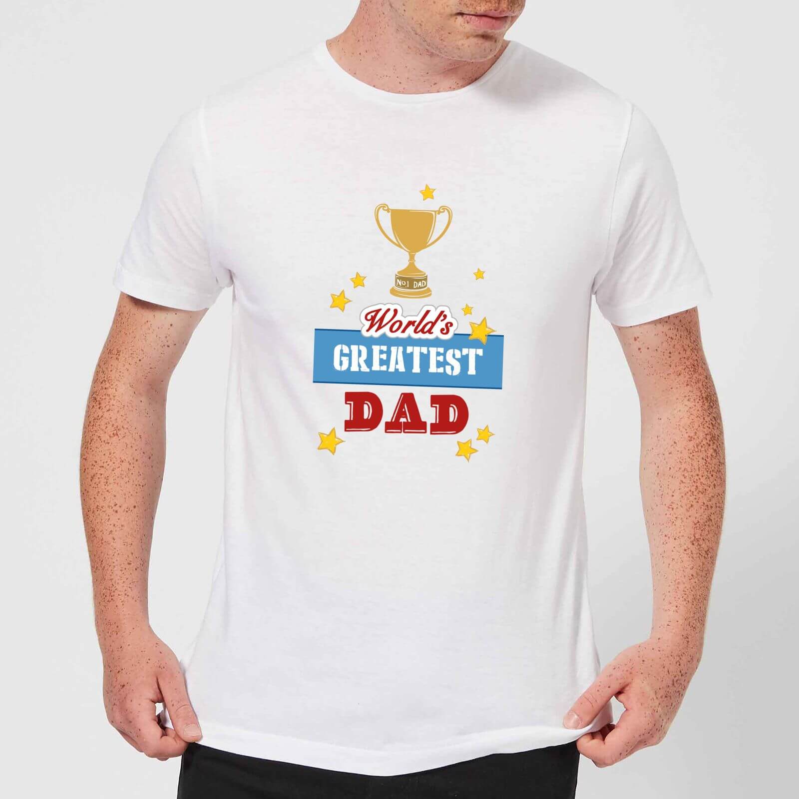 World's Greatest Dad With Trophy Men's T-Shirt - White - XS - White