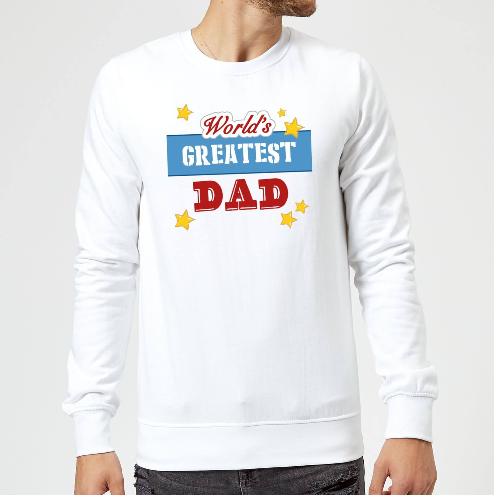 World's Greatest Dad Sweatshirt - White - S - White