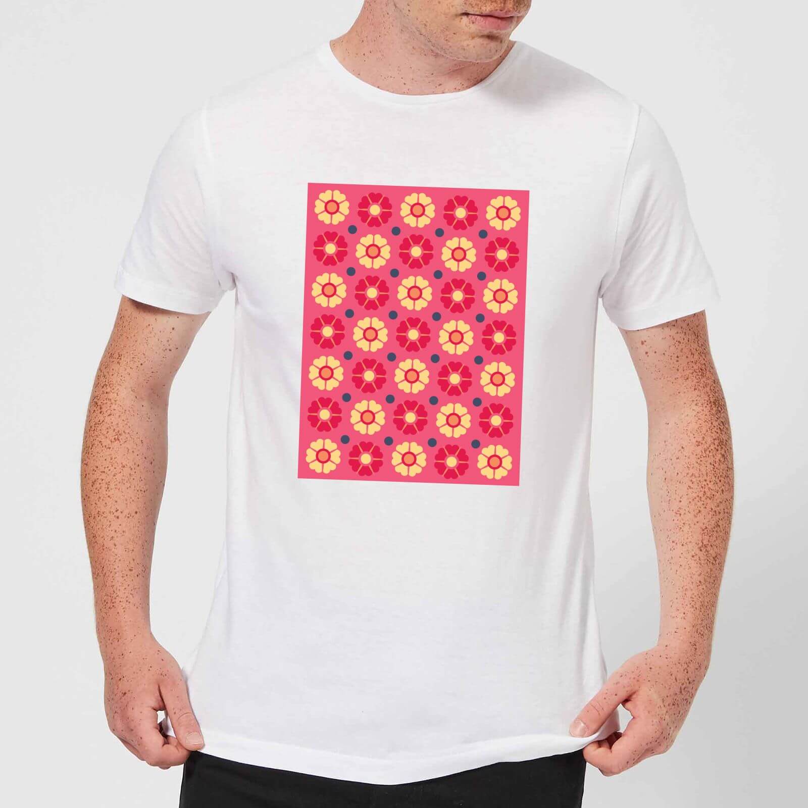 FLORAL PATTERN Men's T-Shirt - White - 5XL - White
