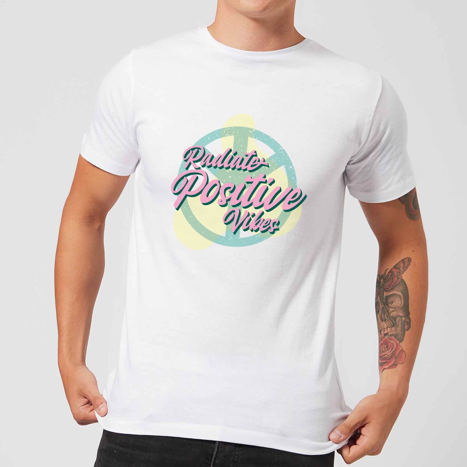 Radiate Positive Vibes Men's T-Shirt - White - XS - White