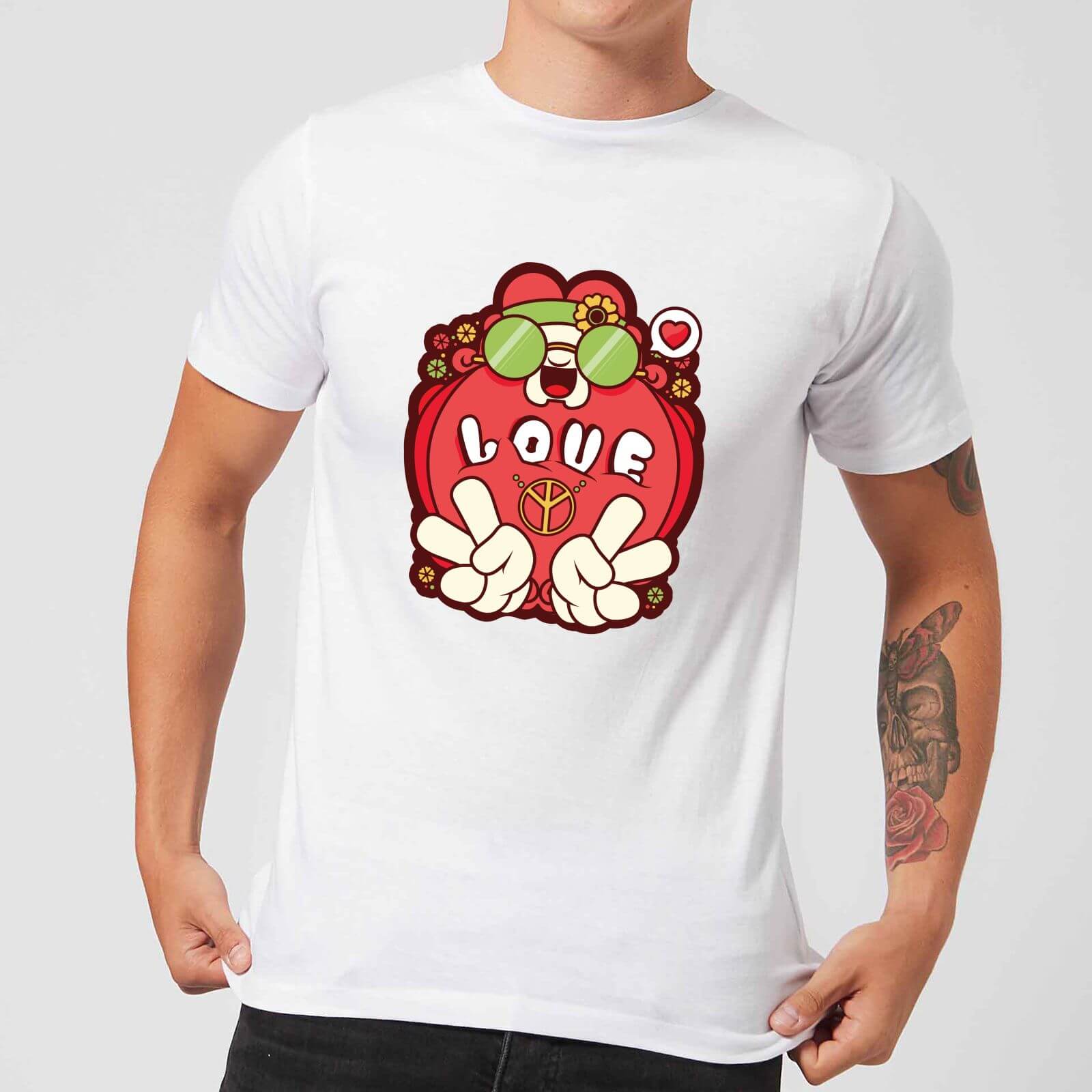 Hippie Love Cartoon Men's T-Shirt - White - XS - White