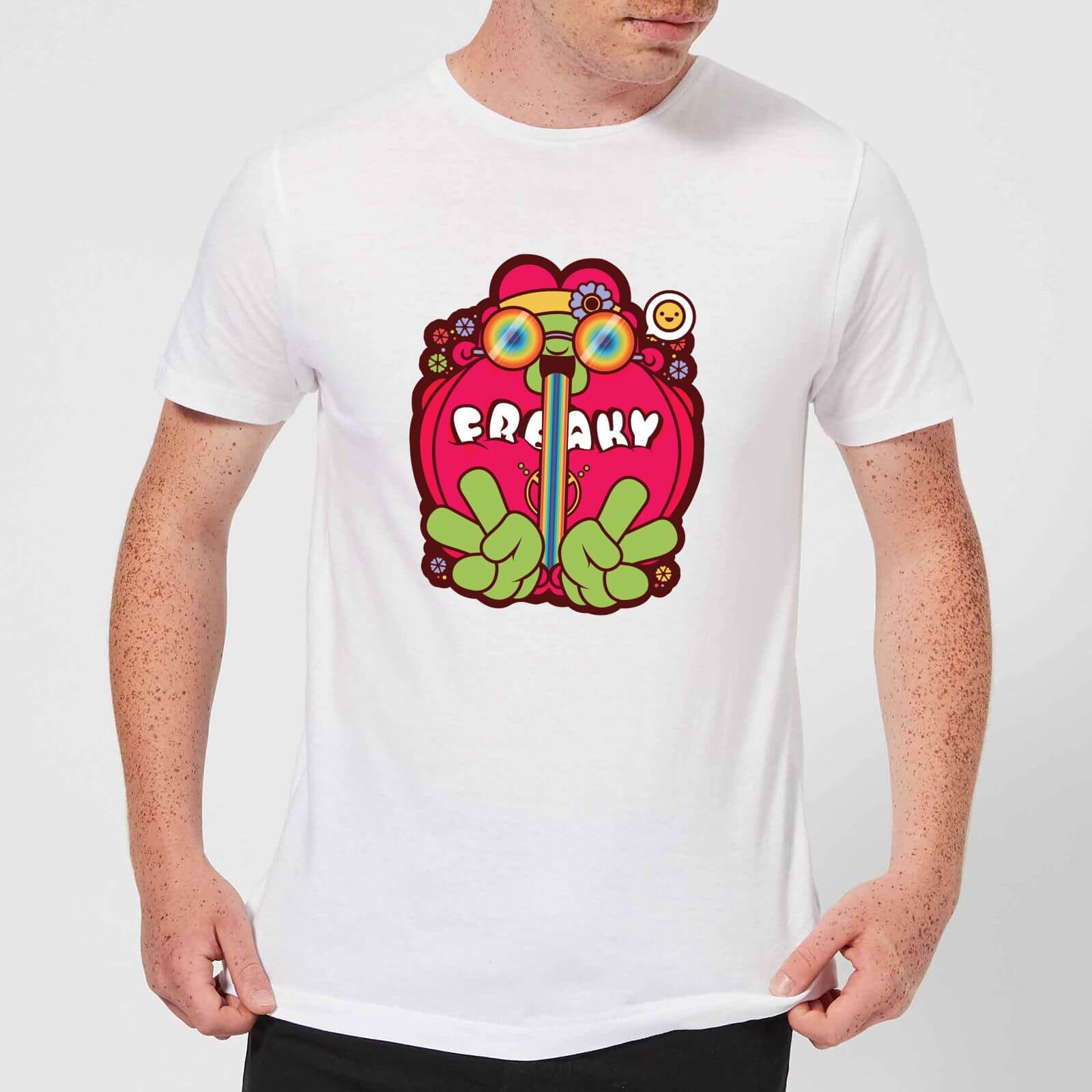 Hippie Psychedelic Cartoon Men's T-Shirt - White - M - White