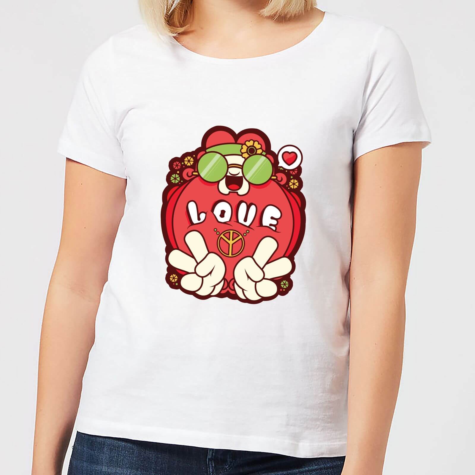 Hippie Love Cartoon Women's T-Shirt - White - M - White