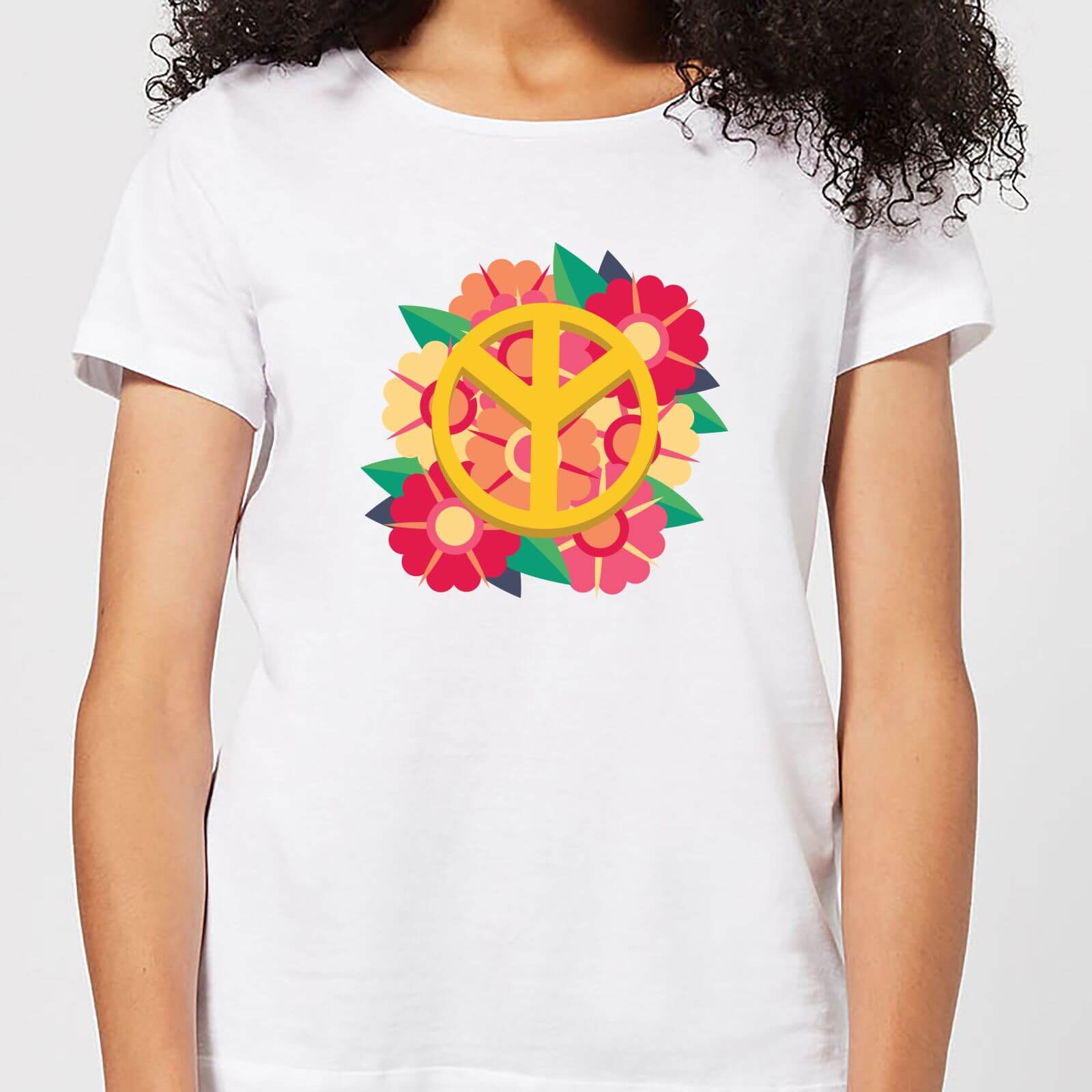 Peace Symbol Floral Women's T-Shirt - White - M - White