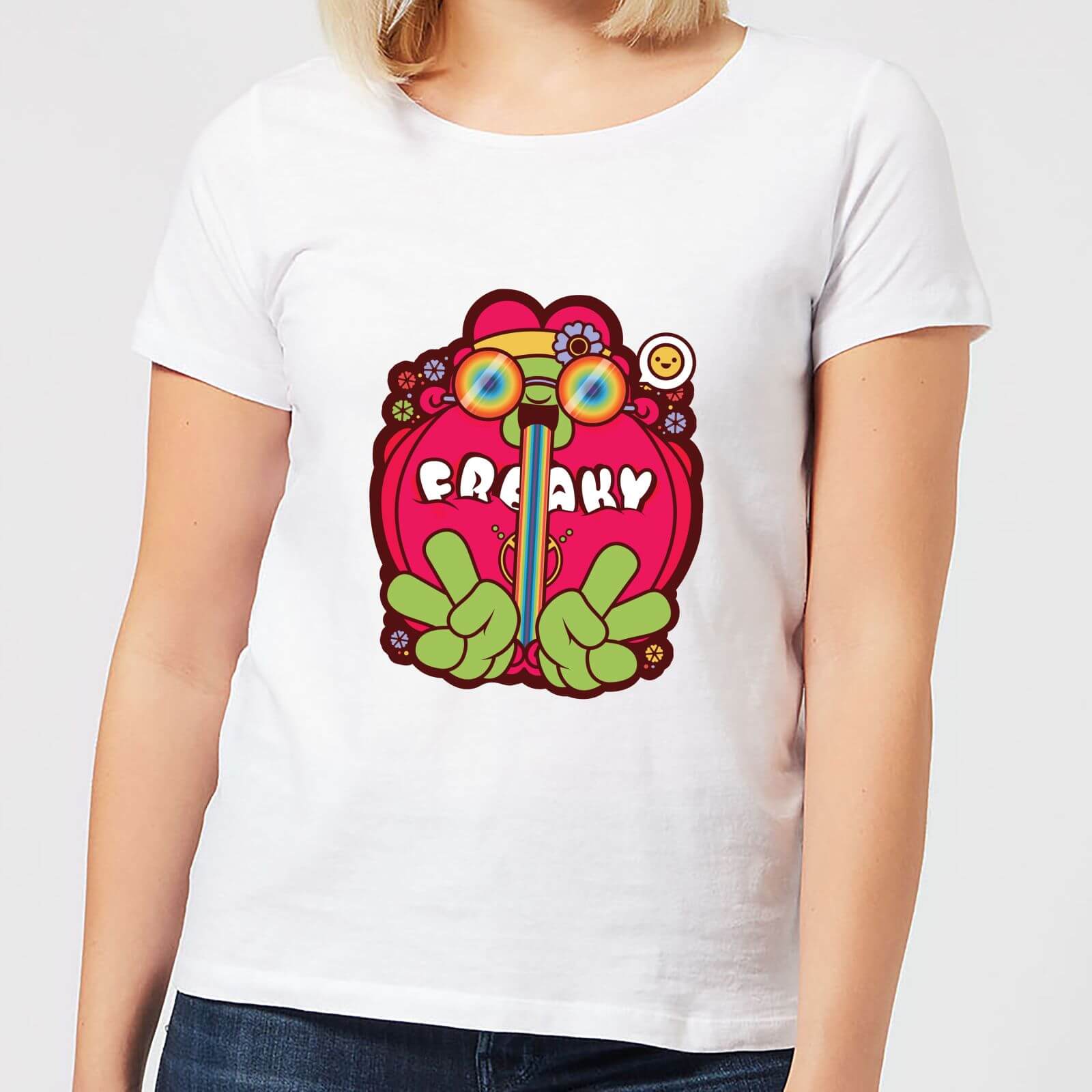 Hippie Psychedelic Cartoon Women's T-Shirt - White - S - White