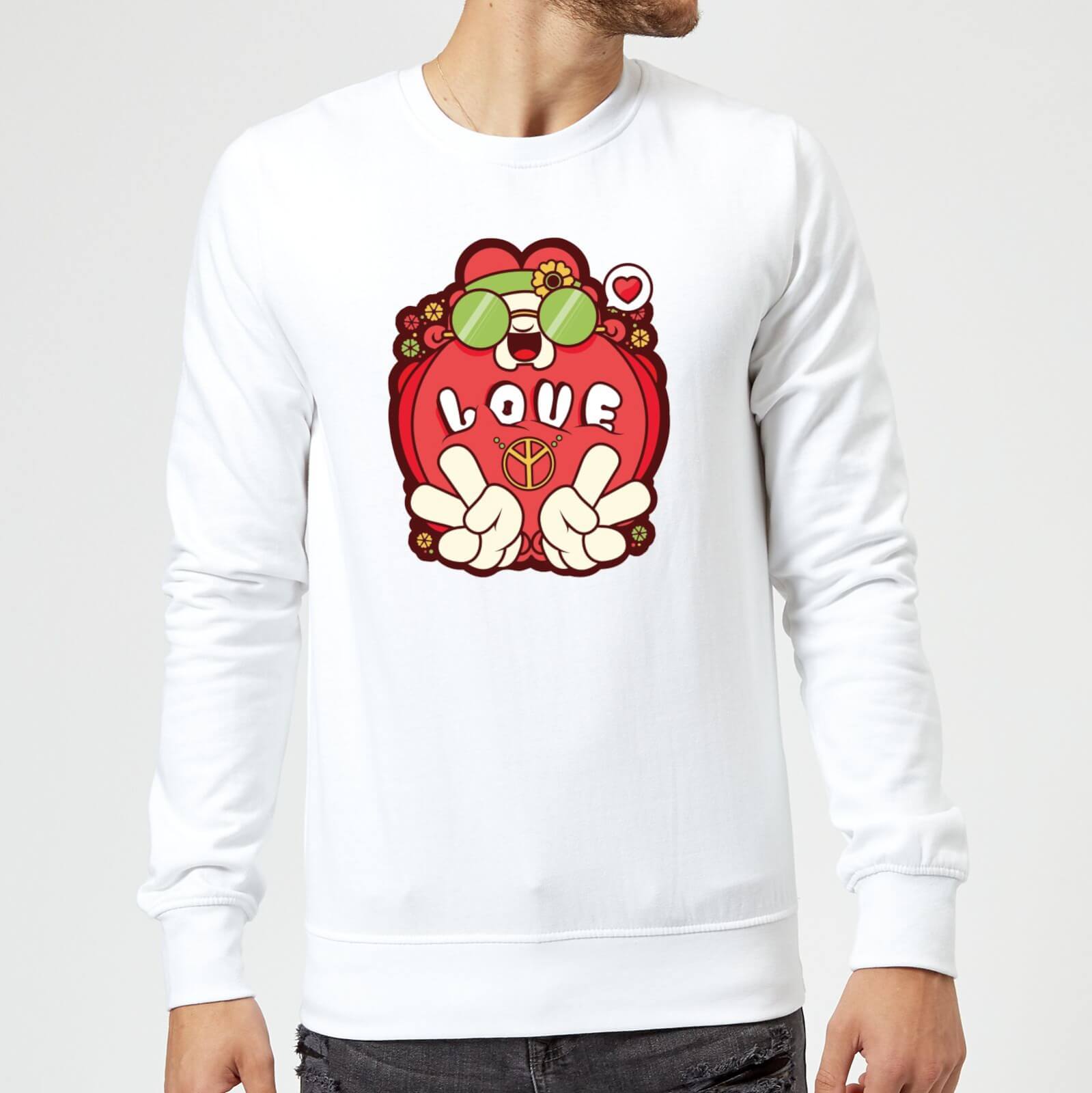 Hippie Love Cartoon Sweatshirt - White - M - White