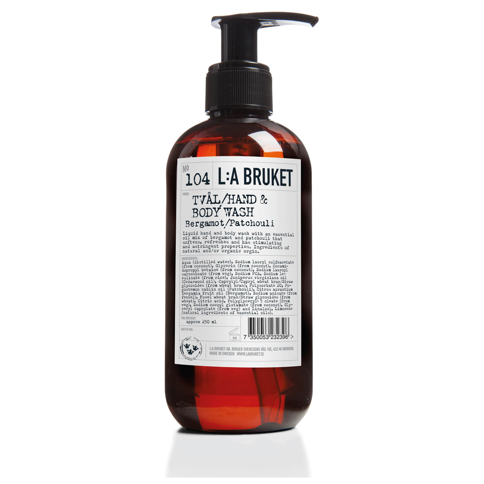

L:A BRUKET Small Bergamot and Patchouli Hand and Body Wash 250ml