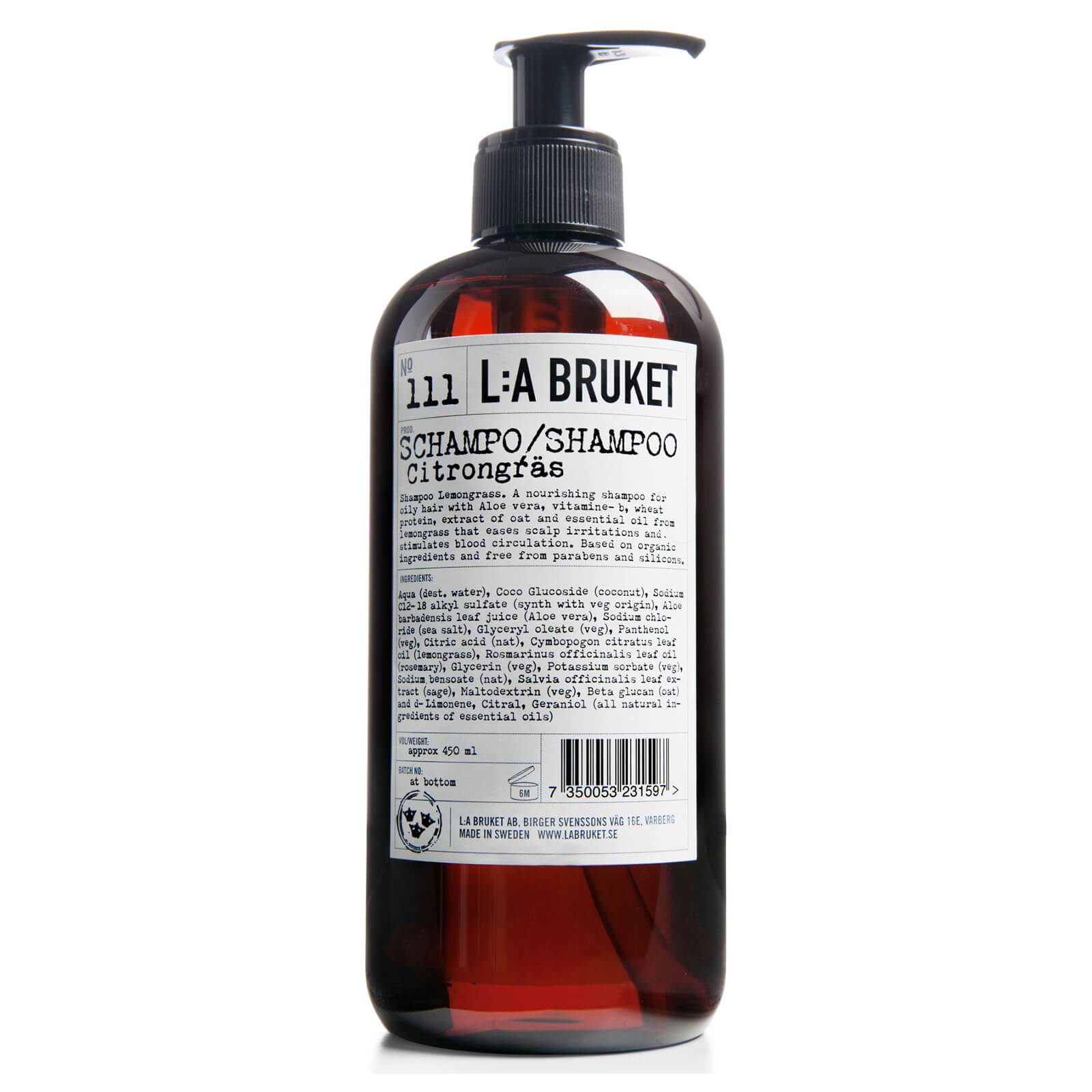 

L:A BRUKET Large Lemongrass Shampoo 450ml
