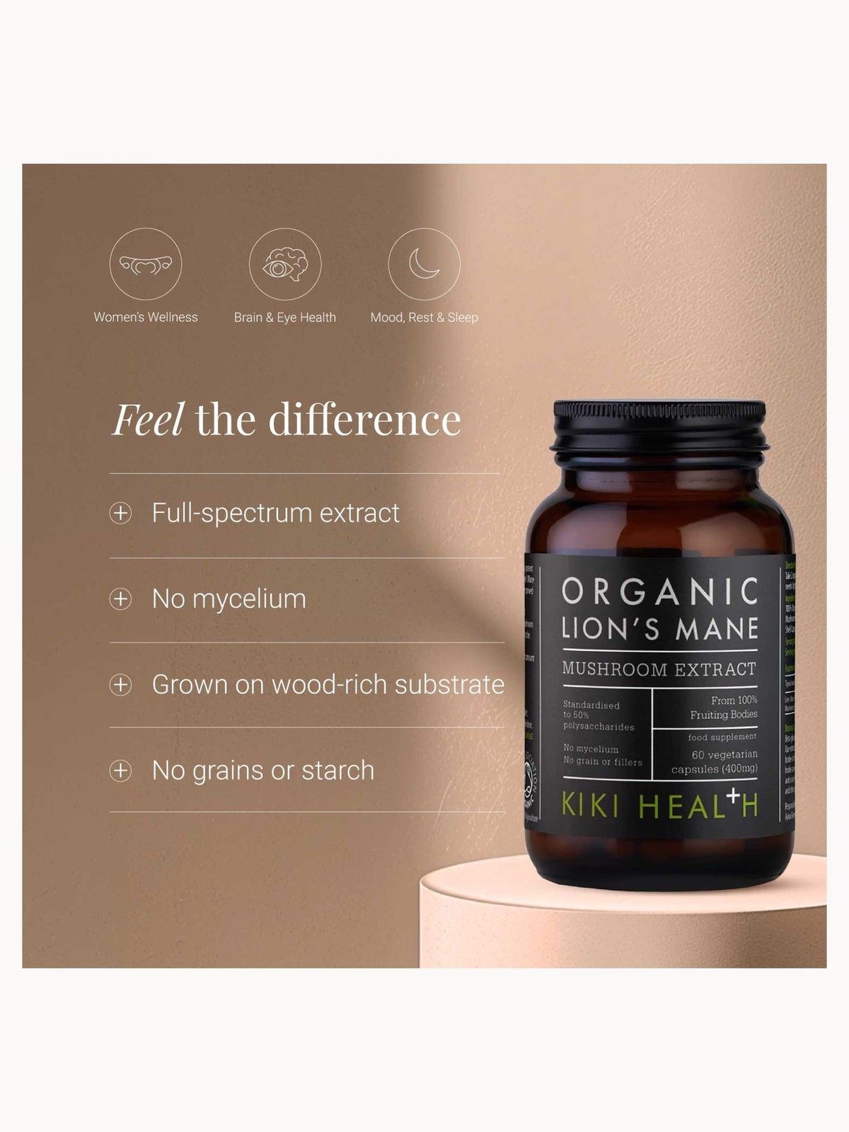 KIKI Health Organic Lion's Mane Extract Mushroom (60 Vegicaps), photo 2
