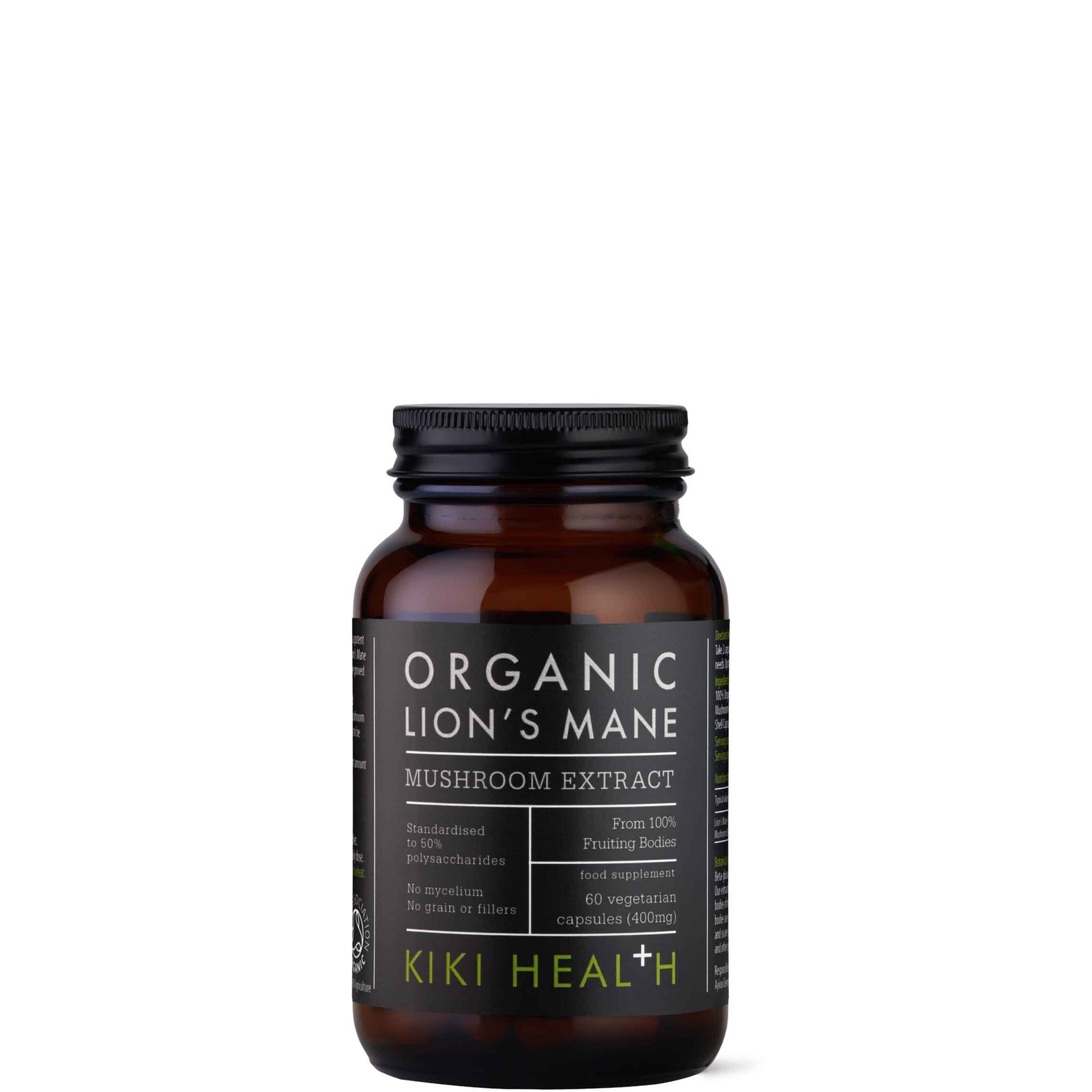 KIKI Health Organic Lion's Mane Extract Mushroom (60 Vegicaps)