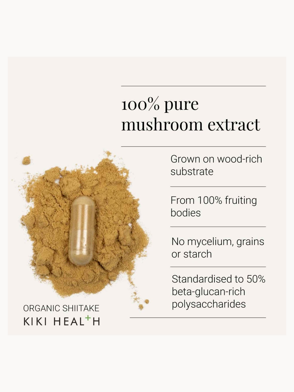 KIKI Health Organic Shiitake Extract Mushroom (60 Vegicaps) 2