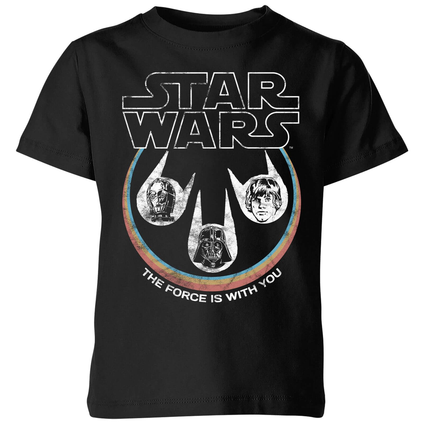 Star Wars The Force Is With You Retro Heads Kinder T-Shirt - Schwarz - 11-12 Jahre