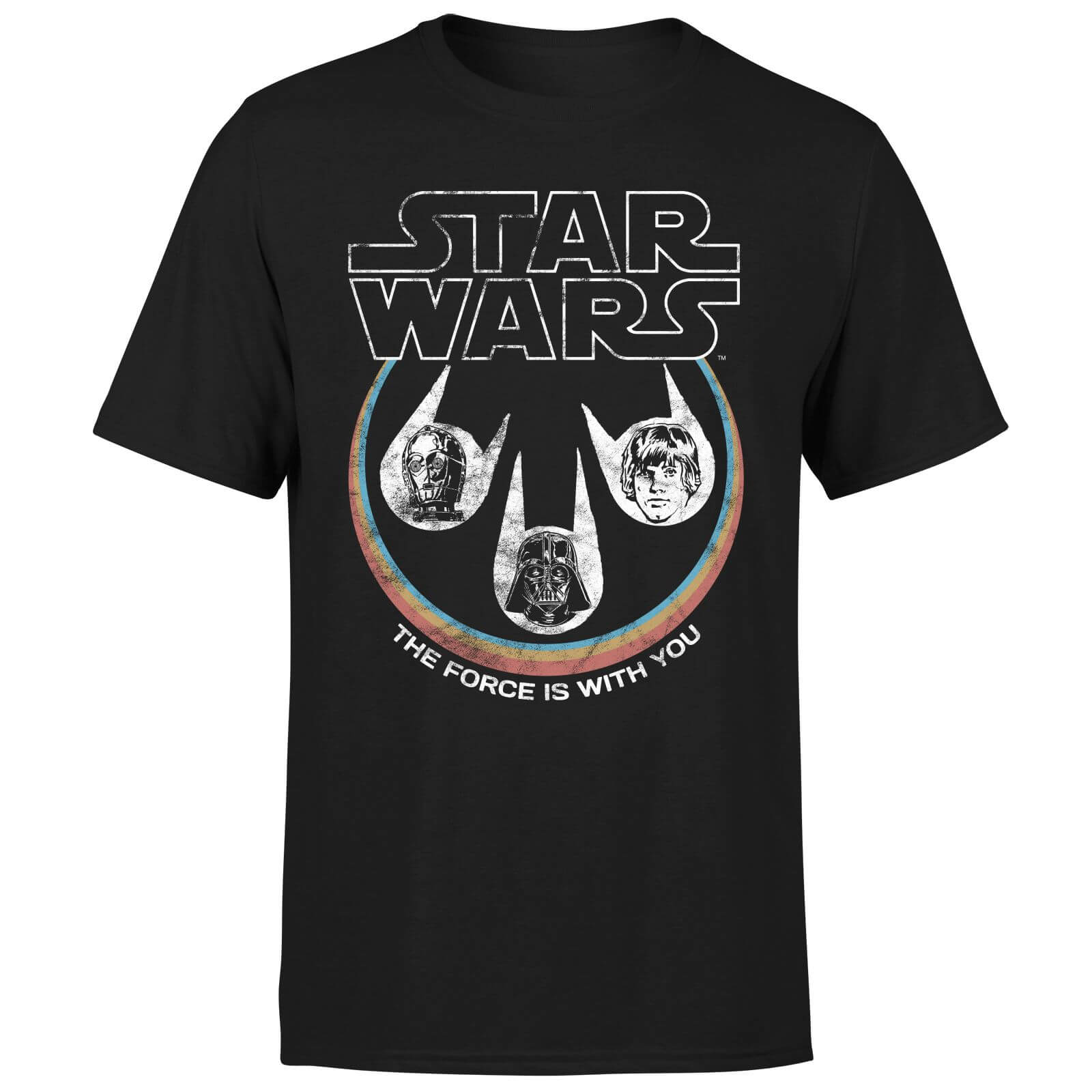 Star Wars The Force Is With You Retro Heads Men's T-Shirt - Black - XS