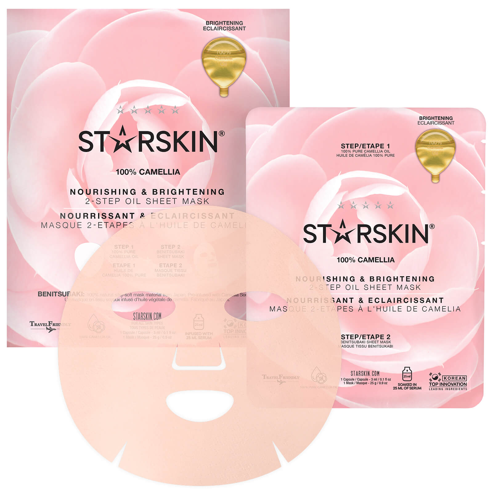 

STARSKIN 100% Camellia Nourishing and Brightening 2-Step Oil Sheet Mask