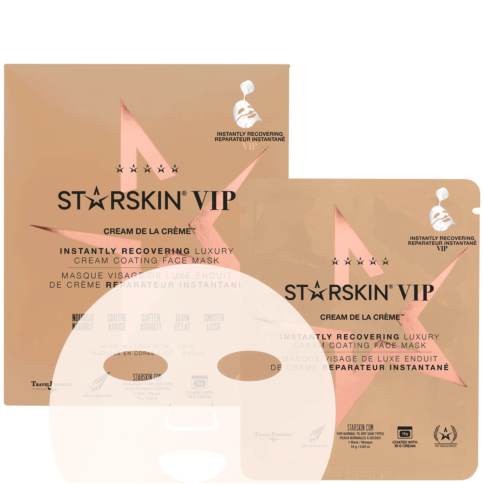 

STARSKIN Cream de la Créme VIP Instantly Recovering Luxury Cream Coated Sheet Face Mask 0.63 oz