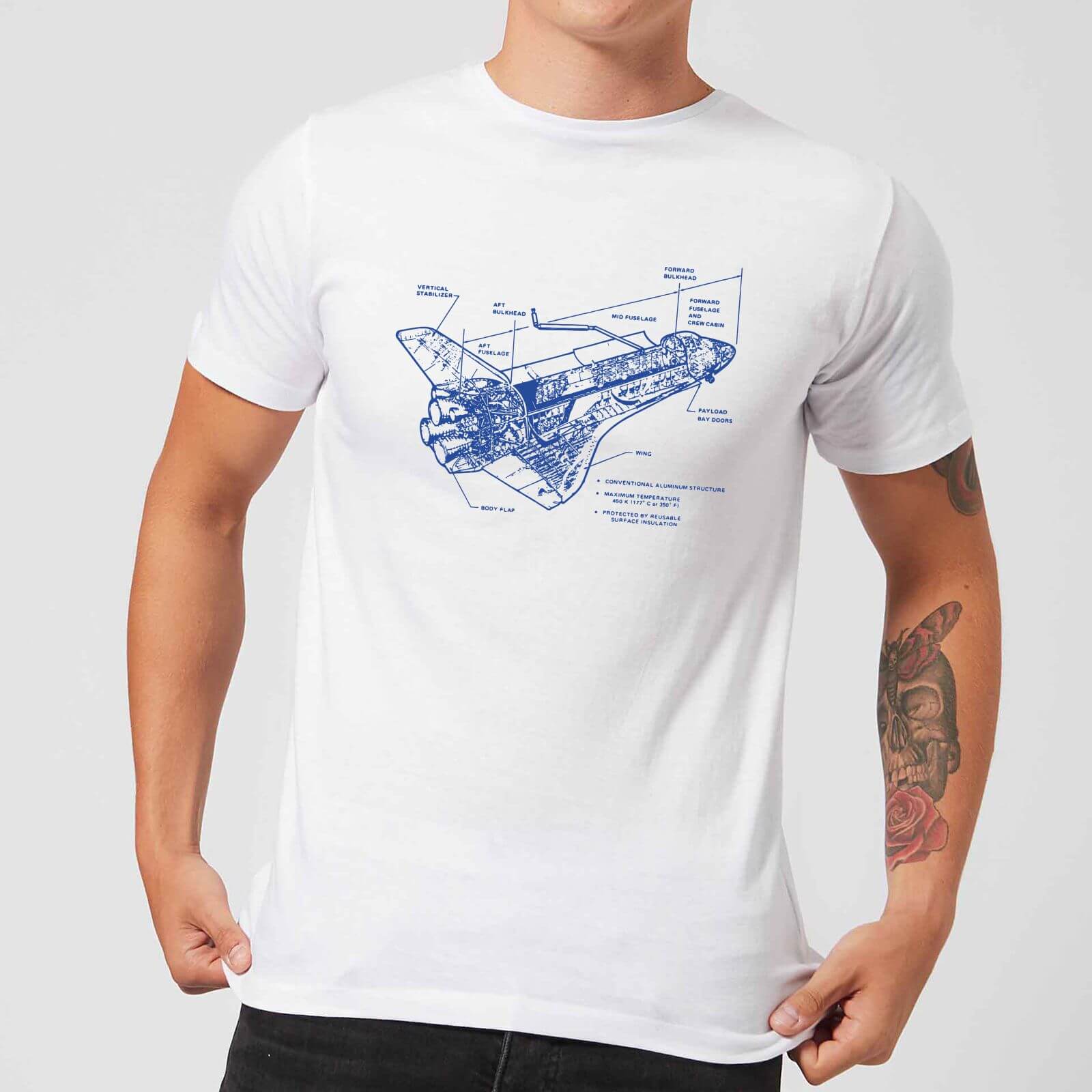 Shuttle Side View Schematic Men's T-Shirt - White - XS - White