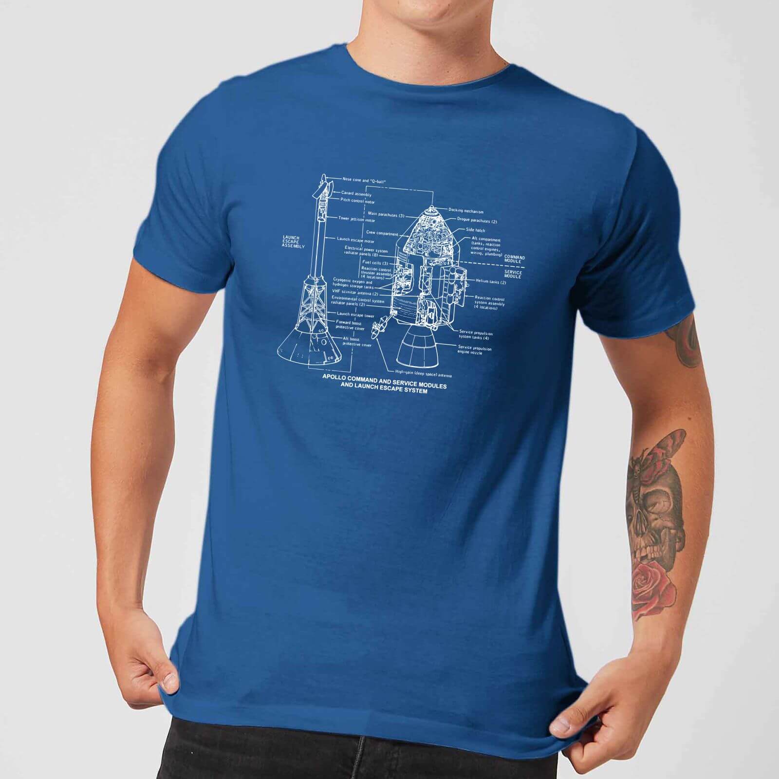 Command And Service Module Schematic Men's T-Shirt - Royal Blue - XXL - royal blue