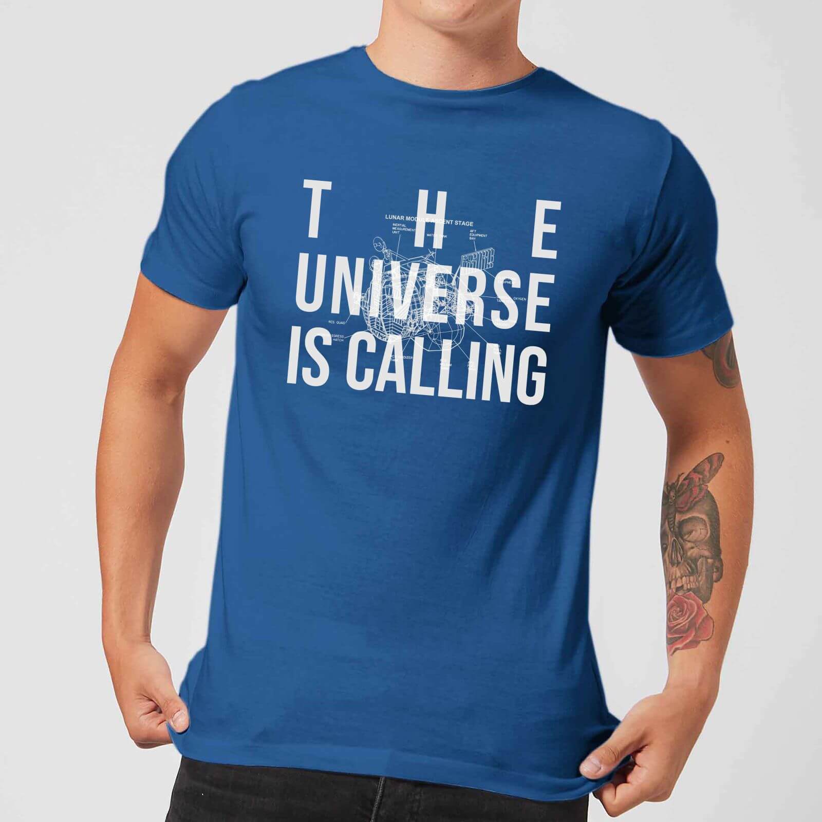 The Universe Is Calling Schematic Men's T-Shirt - Royal Blue - S - royal blue