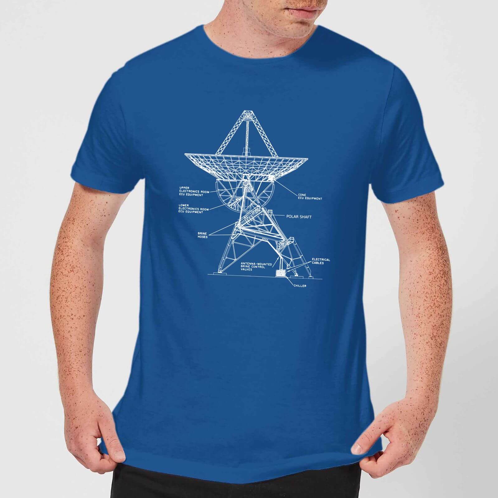 Satellite Schematic Men's T-Shirt - Royal Blue - S - royal blue