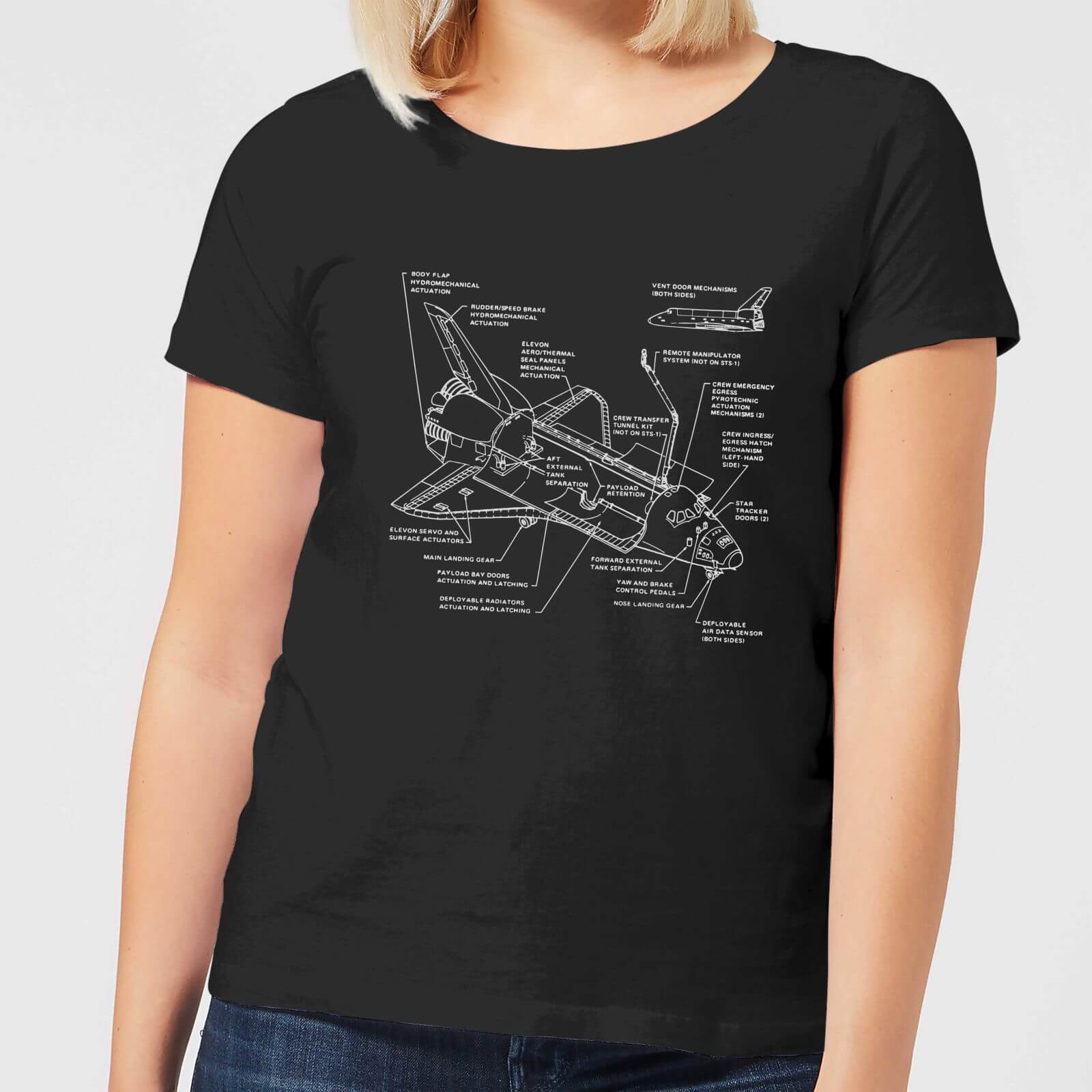 Shuttle Schematic Women's T-Shirt - Black - S - Black