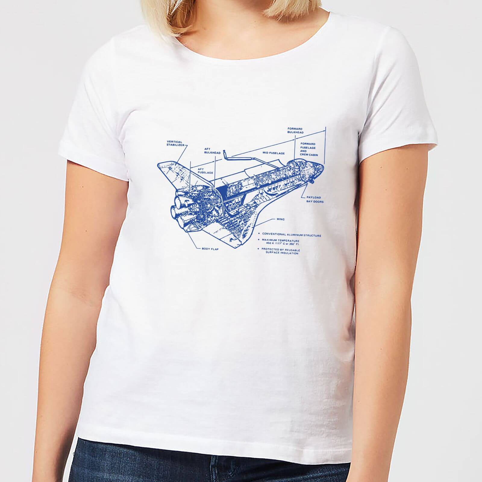 Shuttle Side View Schematic Women's T-Shirt - White - M - White